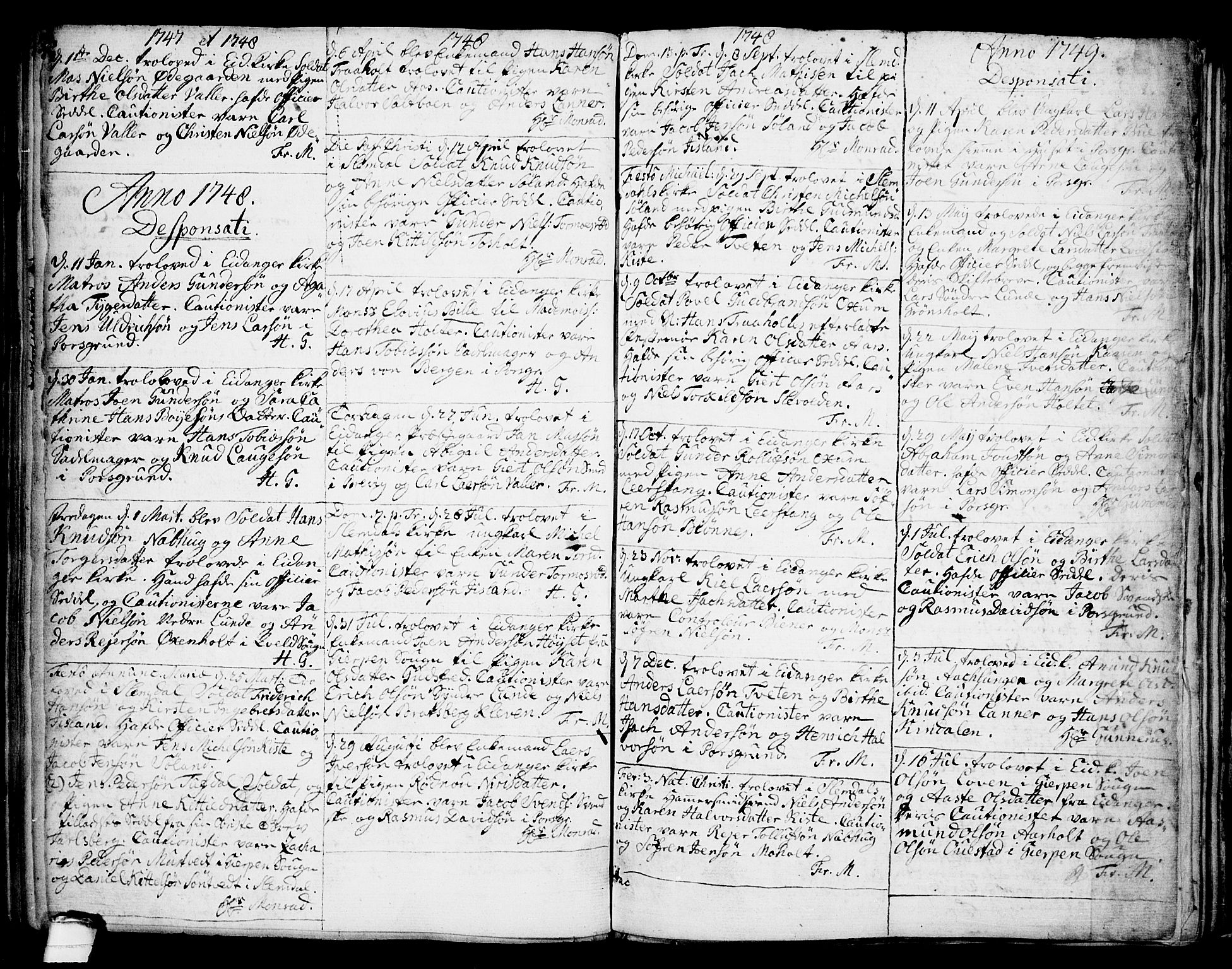 Eidanger kirkebøker, AV/SAKO-A-261/F/Fa/L0004: Ministerialbok nr. 4, 1733-1759