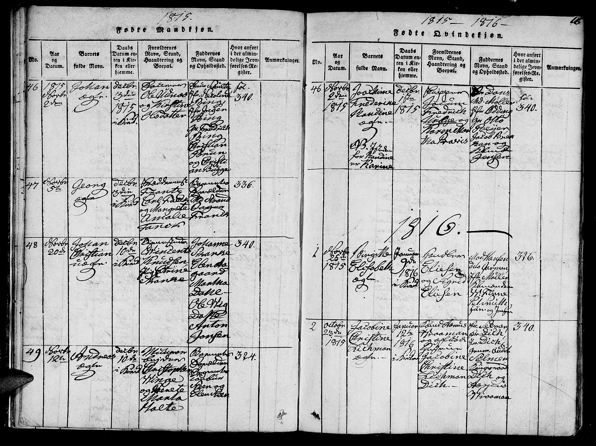 Ministerialprotokoller, klokkerbøker og fødselsregistre - Sør-Trøndelag, AV/SAT-A-1456/602/L0107: Ministerialbok nr. 602A05, 1815-1821, s. 16