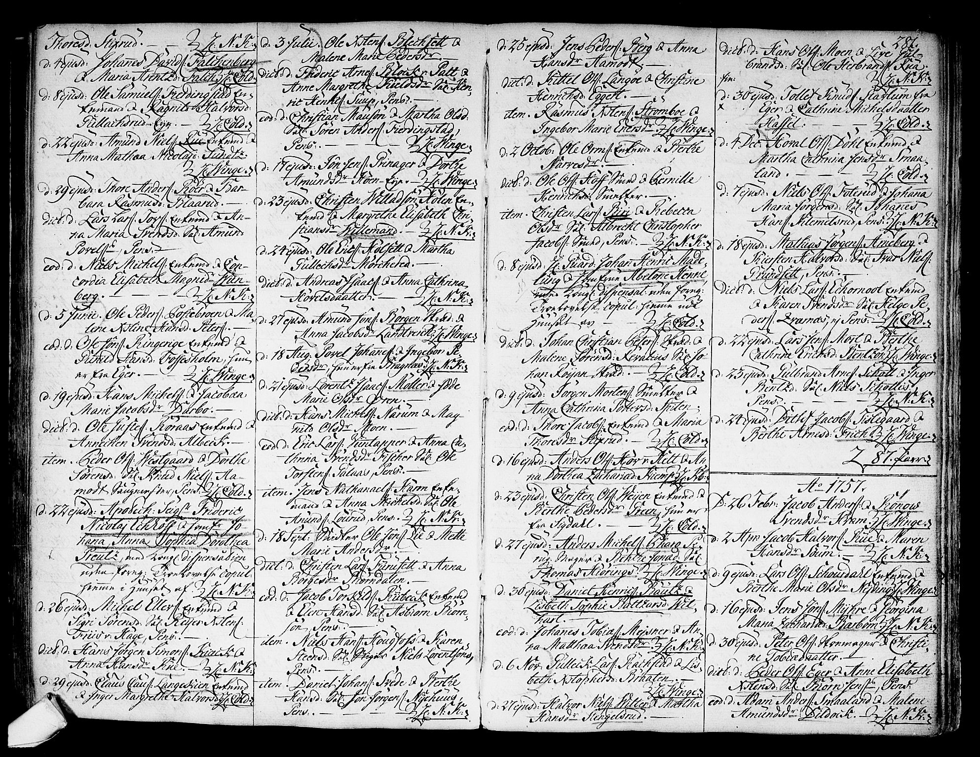 Kongsberg kirkebøker, AV/SAKO-A-22/F/Fa/L0004: Ministerialbok nr. I 4, 1756-1768, s. 281