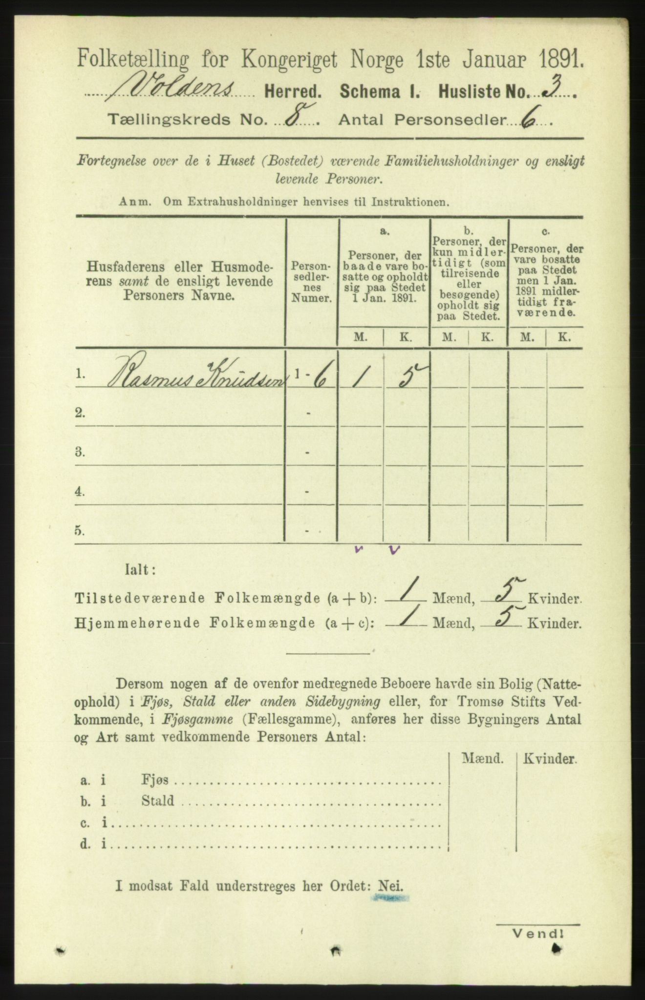 RA, Folketelling 1891 for 1519 Volda herred, 1891, s. 3772