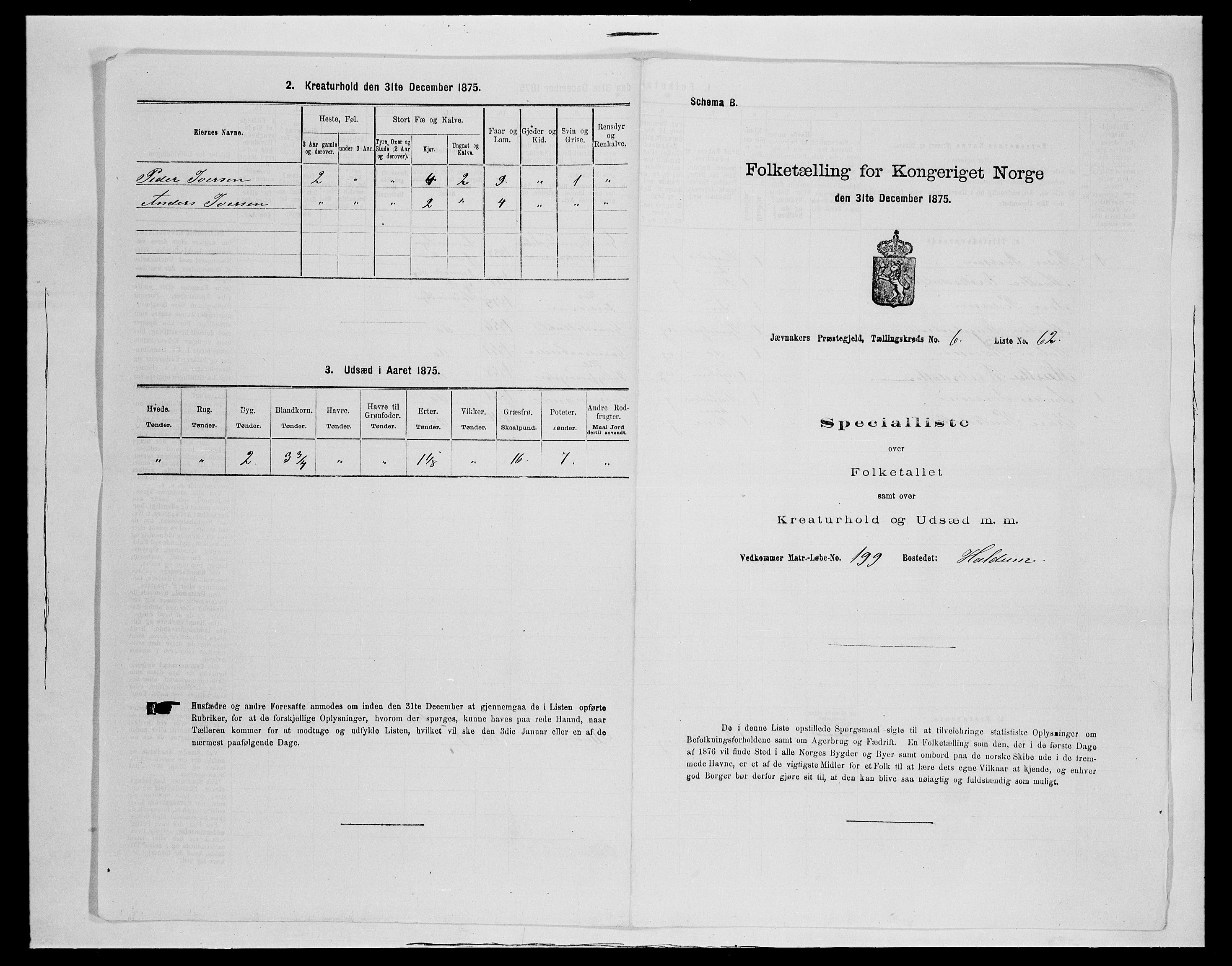 SAH, Folketelling 1875 for 0532P Jevnaker prestegjeld, 1875, s. 1147