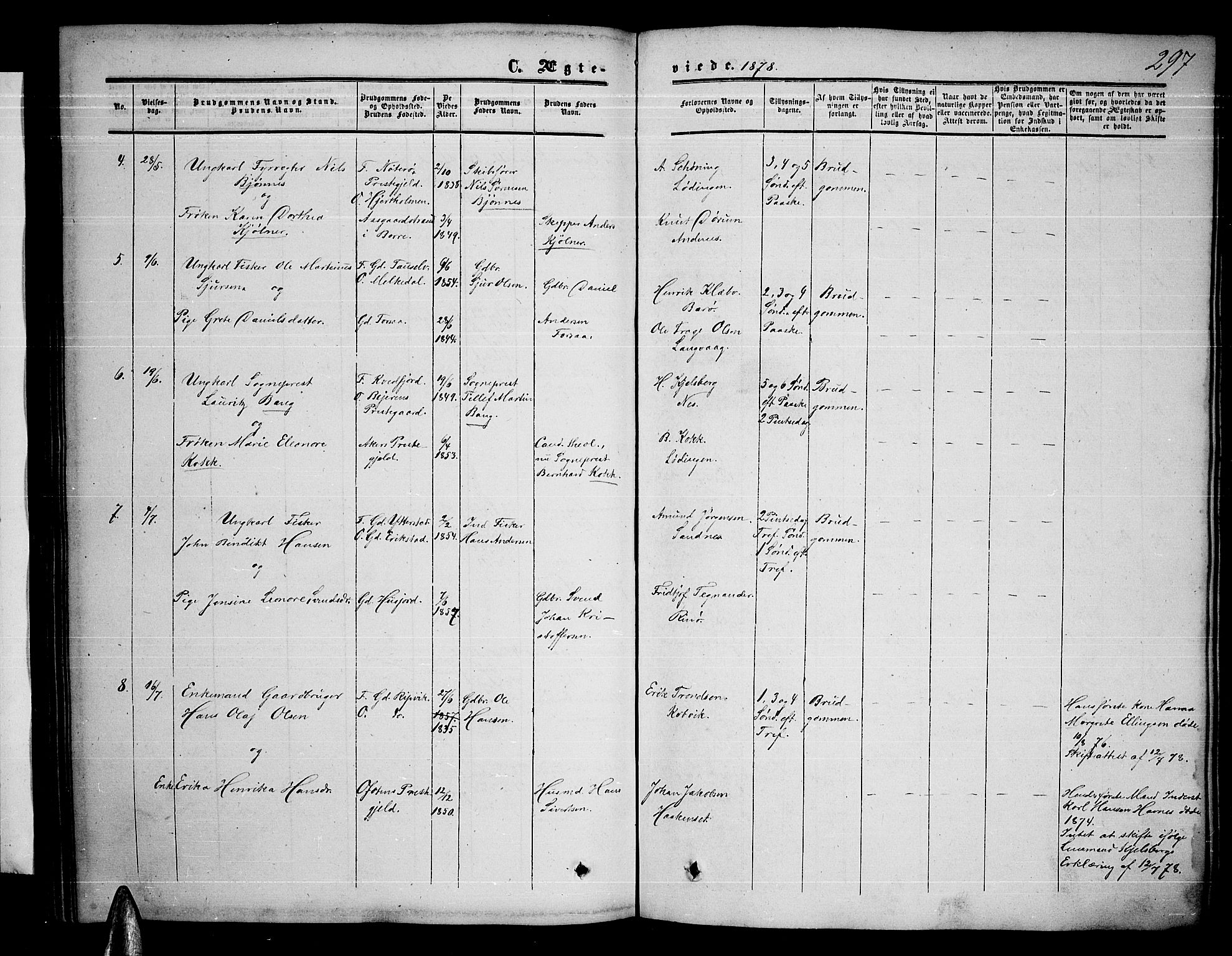 Ministerialprotokoller, klokkerbøker og fødselsregistre - Nordland, AV/SAT-A-1459/872/L1046: Klokkerbok nr. 872C02, 1852-1879, s. 297