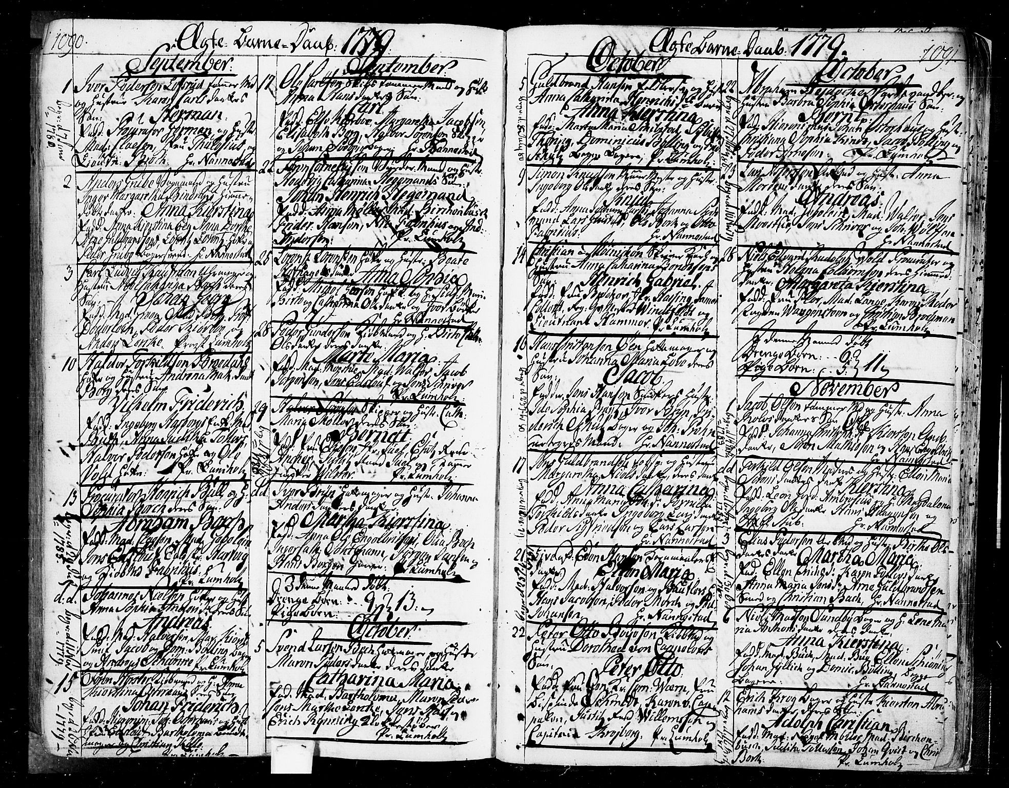 Oslo domkirke Kirkebøker, SAO/A-10752/F/Fa/L0004: Ministerialbok nr. 4, 1743-1786, s. 1090-1091