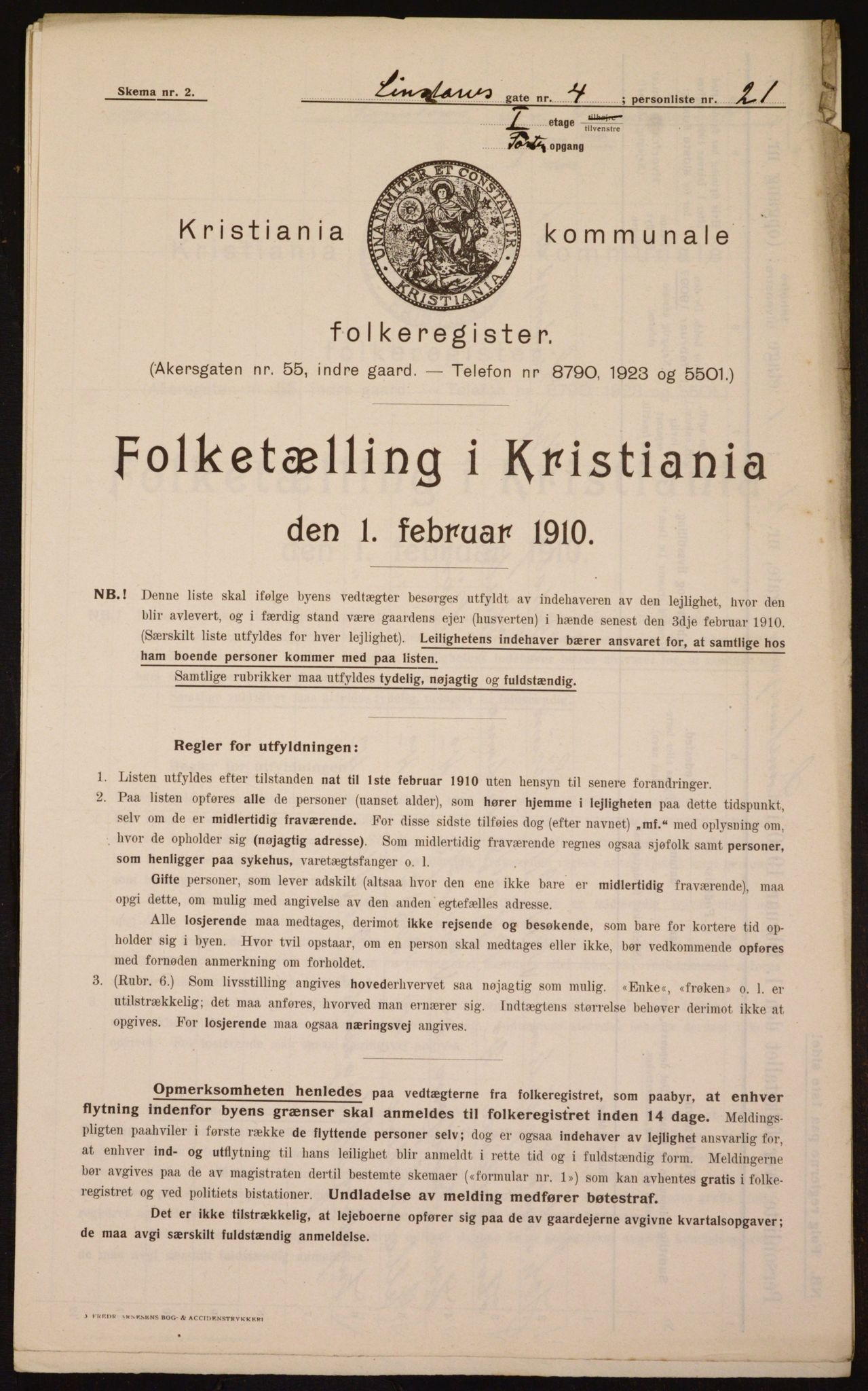 OBA, Kommunal folketelling 1.2.1910 for Kristiania, 1910, s. 55760