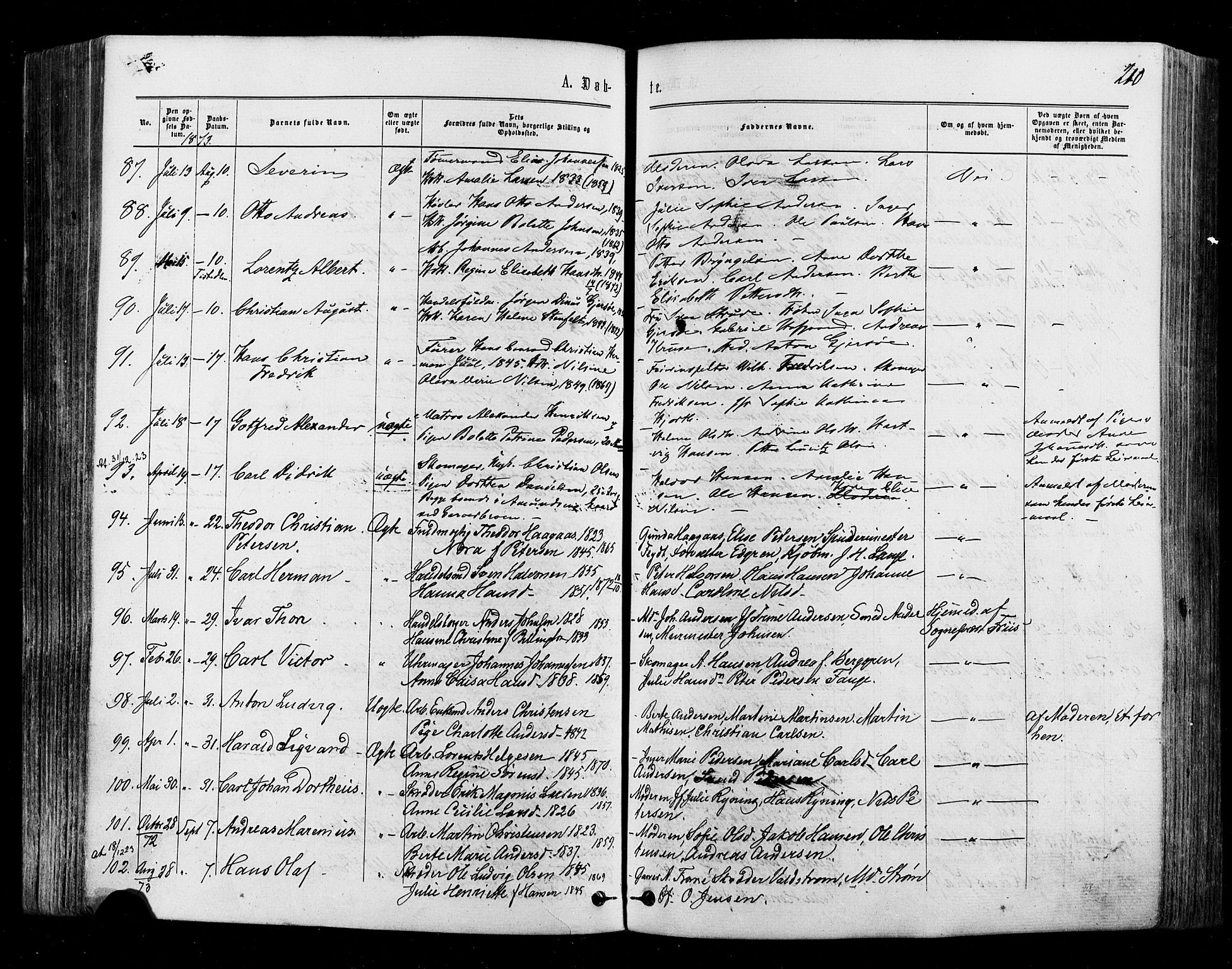 Halden prestekontor Kirkebøker, AV/SAO-A-10909/F/Fa/L0009: Ministerialbok nr. I 9, 1866-1877, s. 210