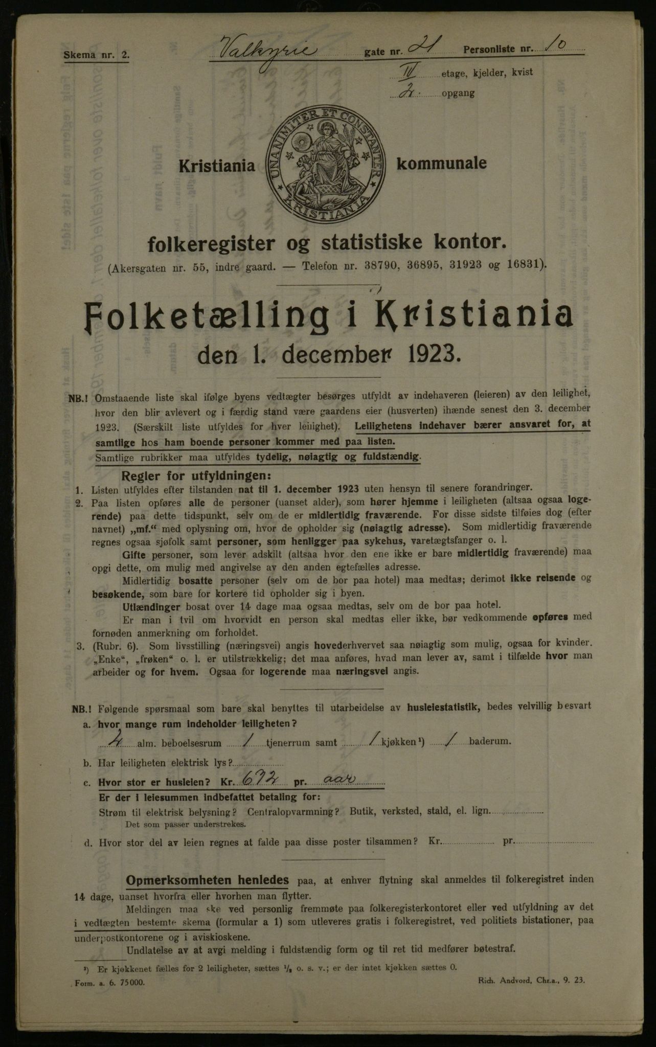 OBA, Kommunal folketelling 1.12.1923 for Kristiania, 1923, s. 134643