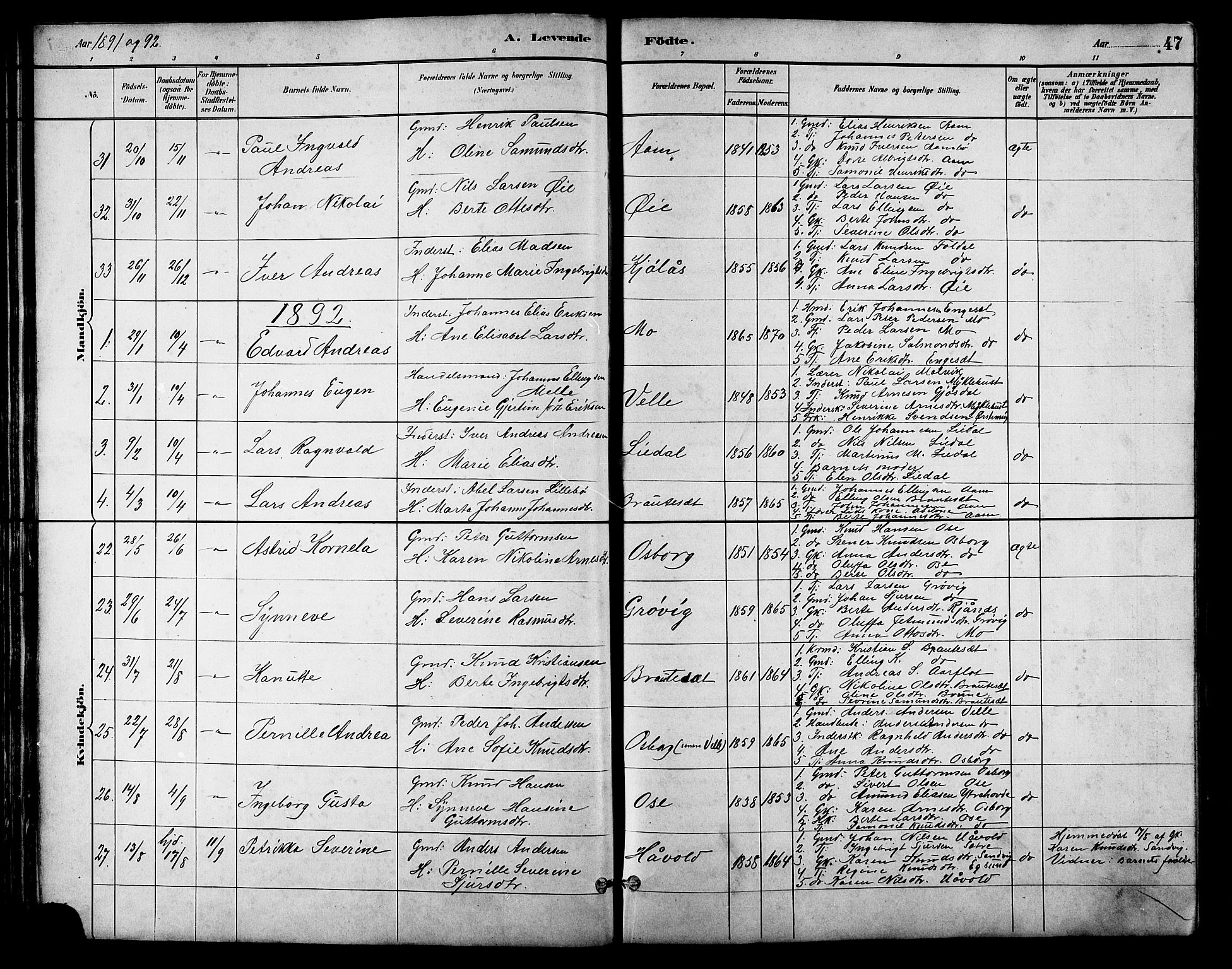 Ministerialprotokoller, klokkerbøker og fødselsregistre - Møre og Romsdal, AV/SAT-A-1454/513/L0189: Klokkerbok nr. 513C03, 1883-1904, s. 47