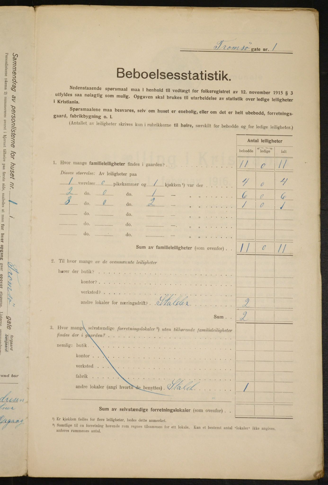 OBA, Kommunal folketelling 1.2.1916 for Kristiania, 1916, s. 118776