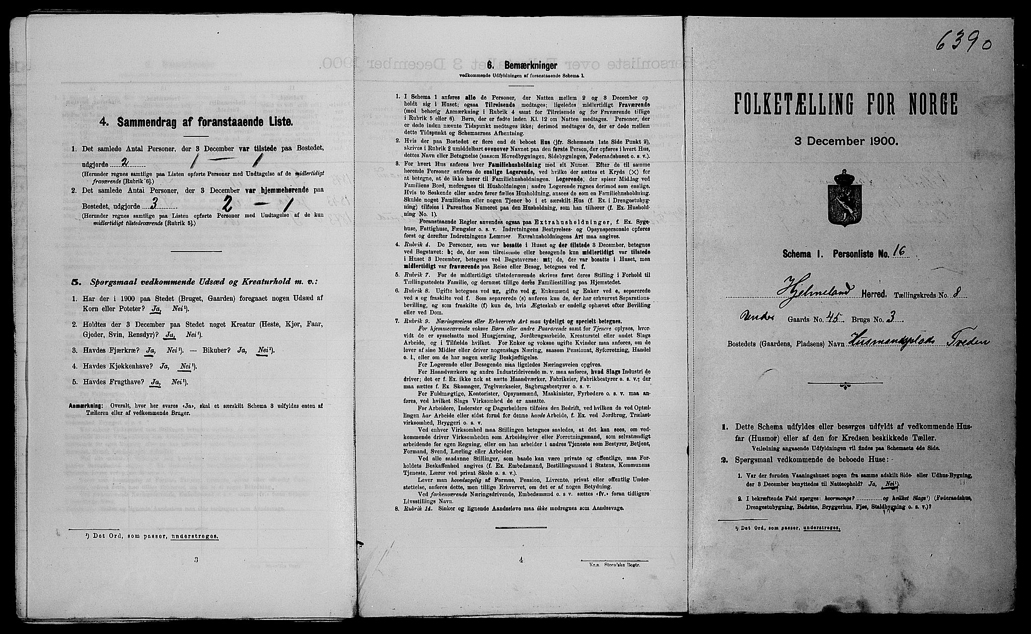 SAST, Folketelling 1900 for 1133 Hjelmeland herred, 1900, s. 489