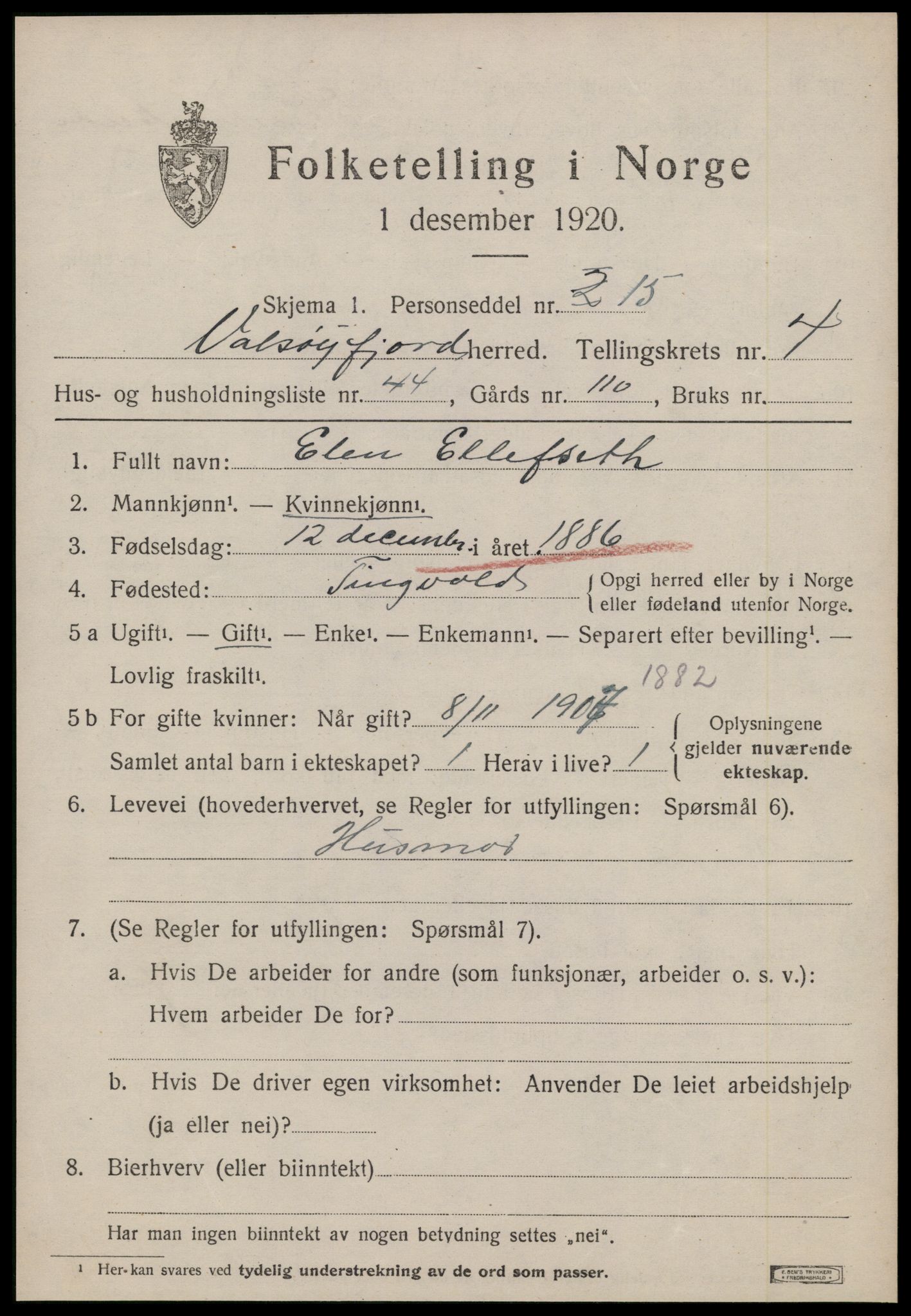 SAT, Folketelling 1920 for 1570 Valsøyfjord herred, 1920, s. 2305