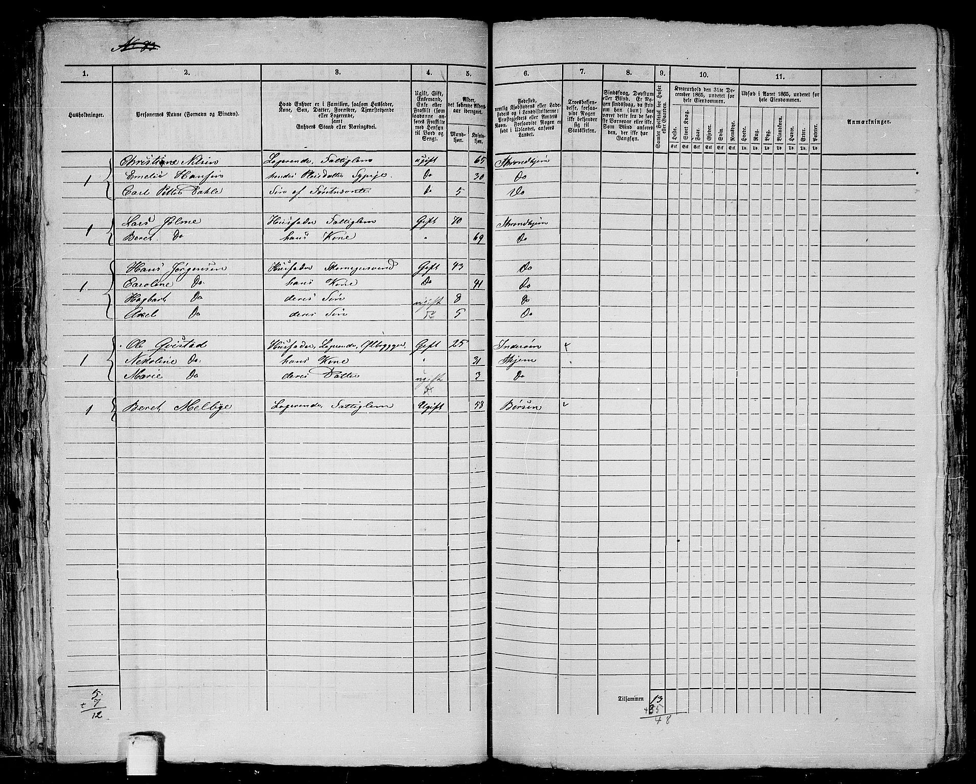 RA, Folketelling 1865 for 1601 Trondheim kjøpstad, 1865, s. 198