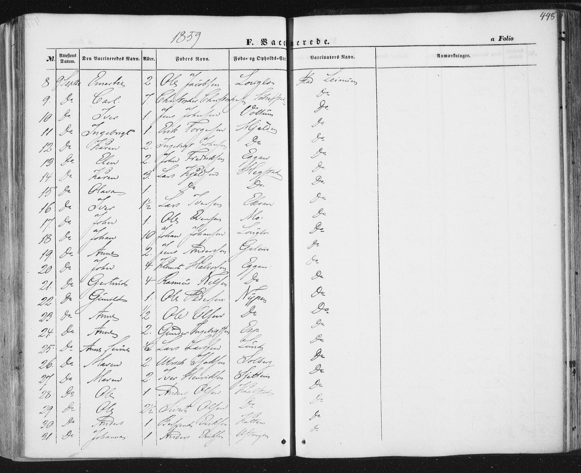 Ministerialprotokoller, klokkerbøker og fødselsregistre - Sør-Trøndelag, SAT/A-1456/691/L1076: Ministerialbok nr. 691A08, 1852-1861, s. 498