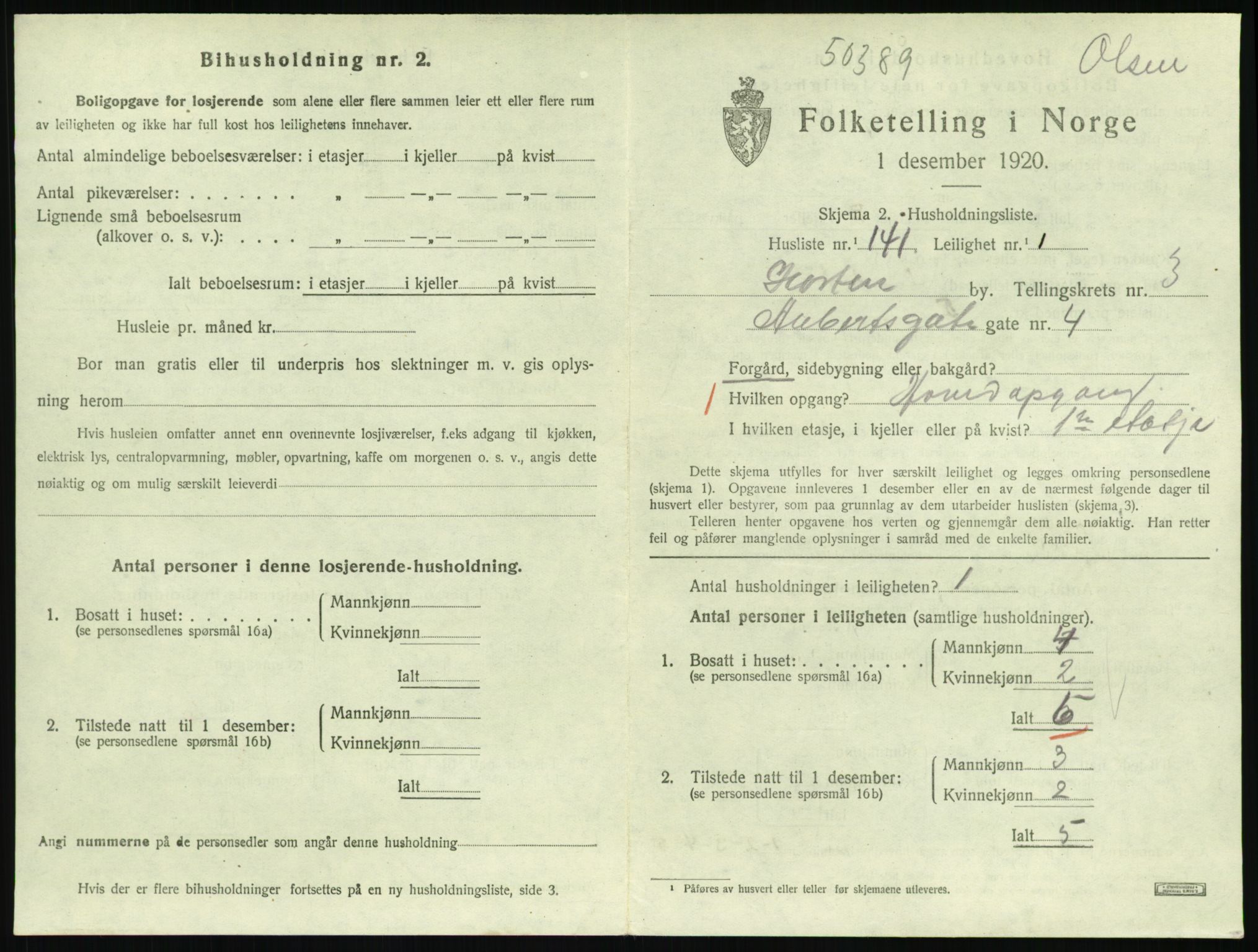 SAKO, Folketelling 1920 for 0703 Horten kjøpstad, 1920, s. 4595