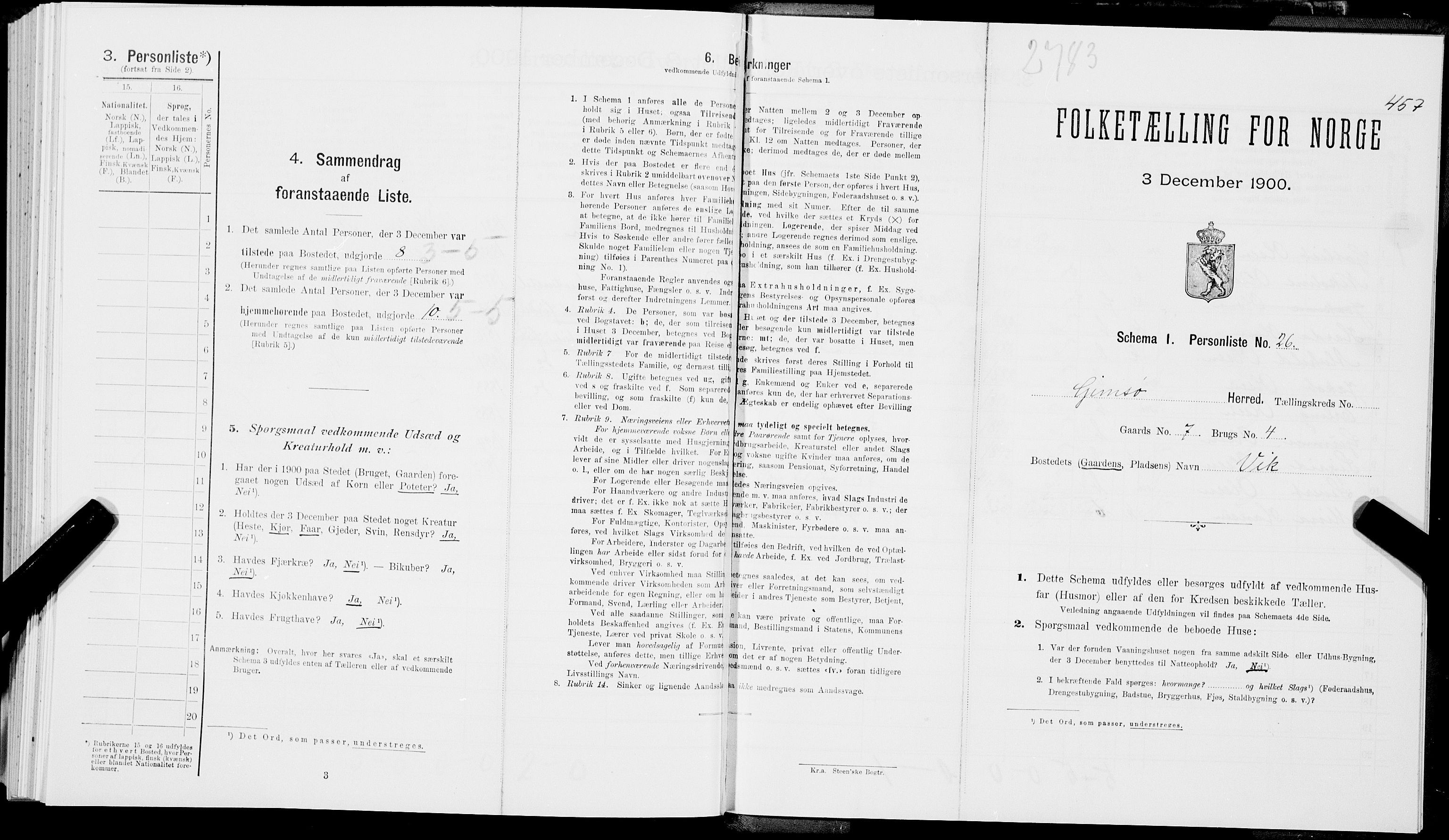SAT, Folketelling 1900 for 1864 Gimsøy herred, 1900, s. 474