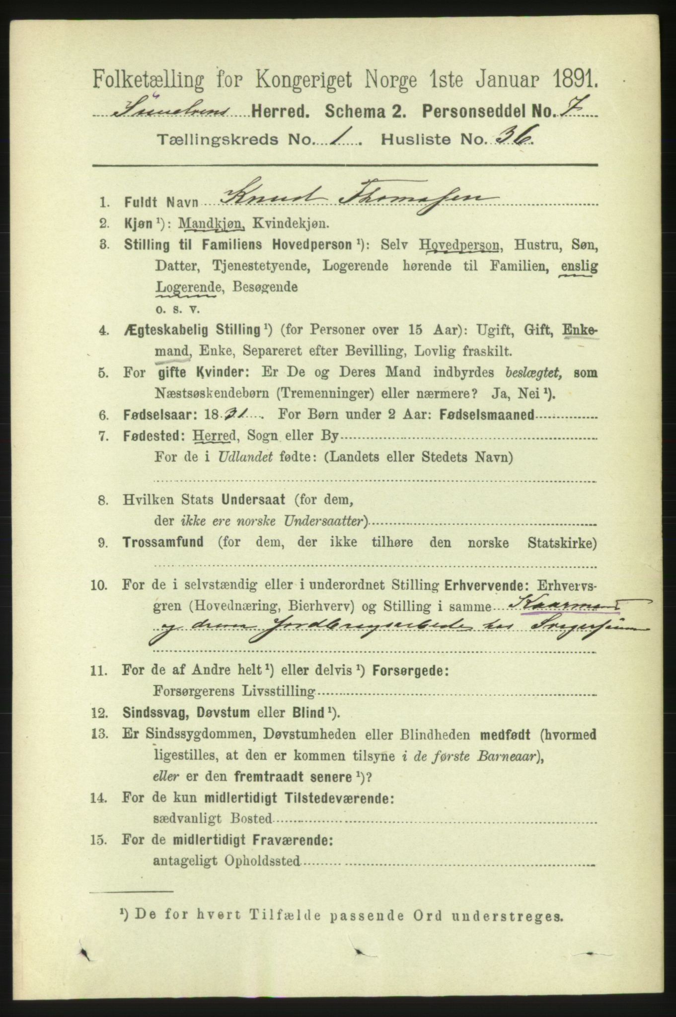 RA, Folketelling 1891 for 1523 Sunnylven herred, 1891, s. 277