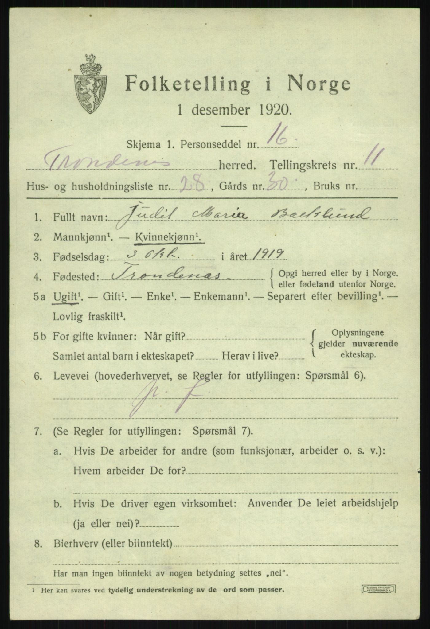 SATØ, Folketelling 1920 for 1914 Trondenes herred, 1920, s. 8669