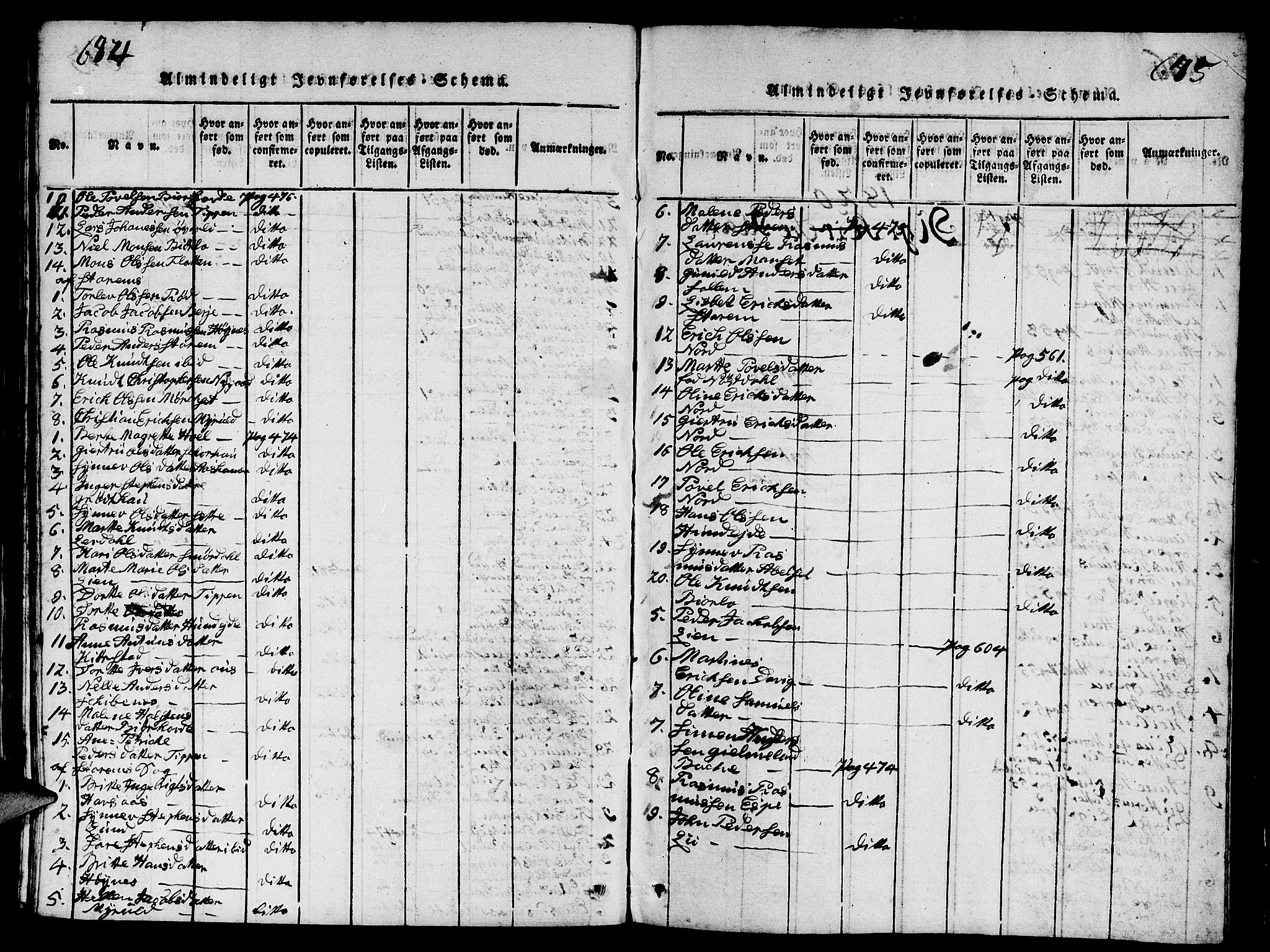 Eid sokneprestembete, SAB/A-82301/H/Hab/Haba/L0001: Klokkerbok nr. A 1, 1816-1862, s. 674-675