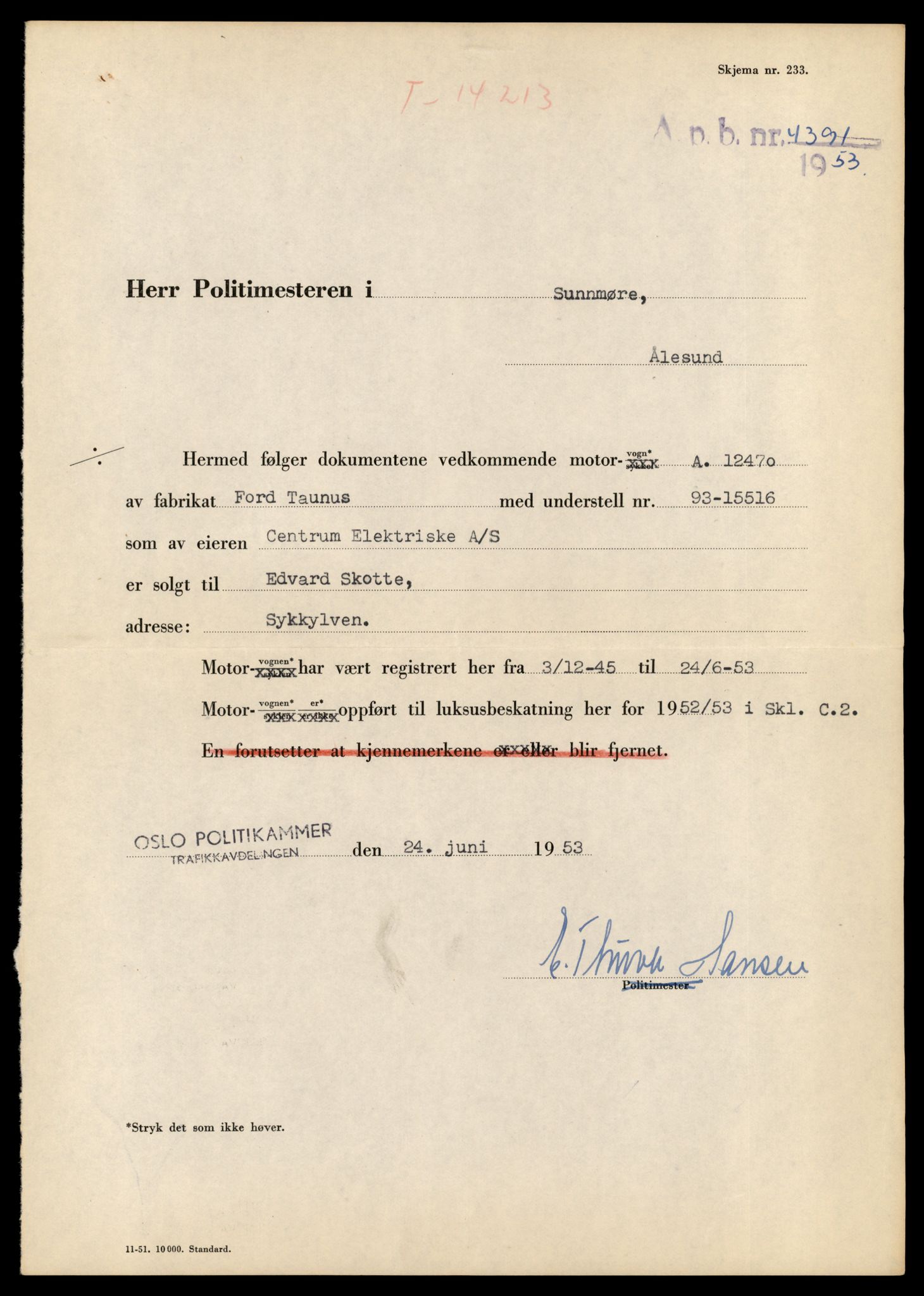 Møre og Romsdal vegkontor - Ålesund trafikkstasjon, AV/SAT-A-4099/F/Fe/L0044: Registreringskort for kjøretøy T 14205 - T 14319, 1927-1998, s. 327
