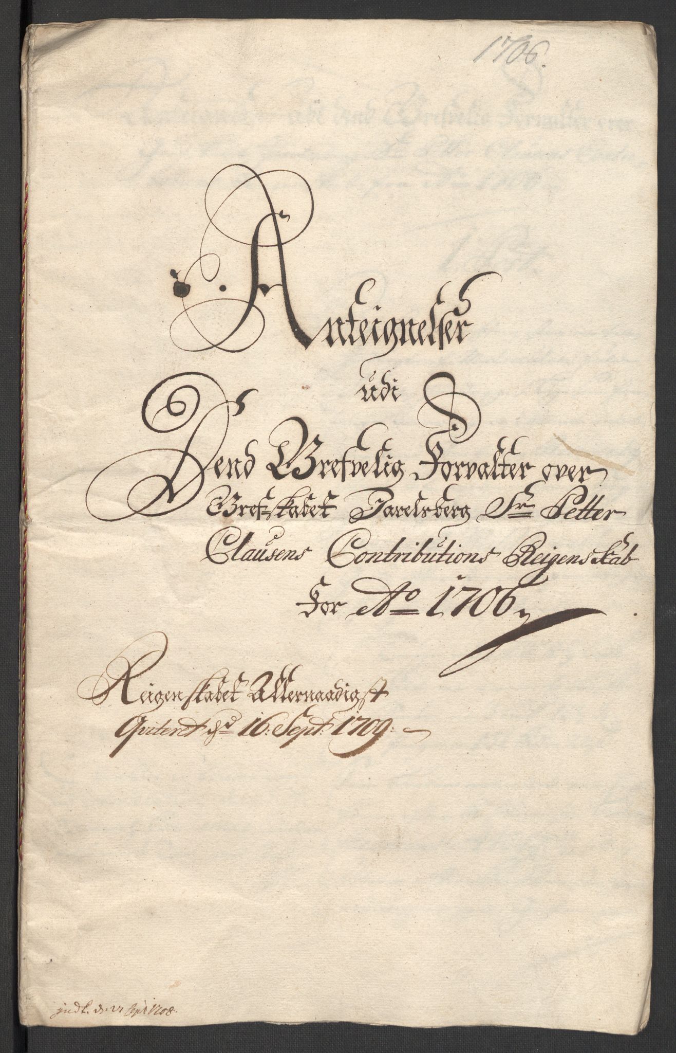 Rentekammeret inntil 1814, Reviderte regnskaper, Fogderegnskap, RA/EA-4092/R32/L1872: Fogderegnskap Jarlsberg grevskap, 1706-1707, s. 244