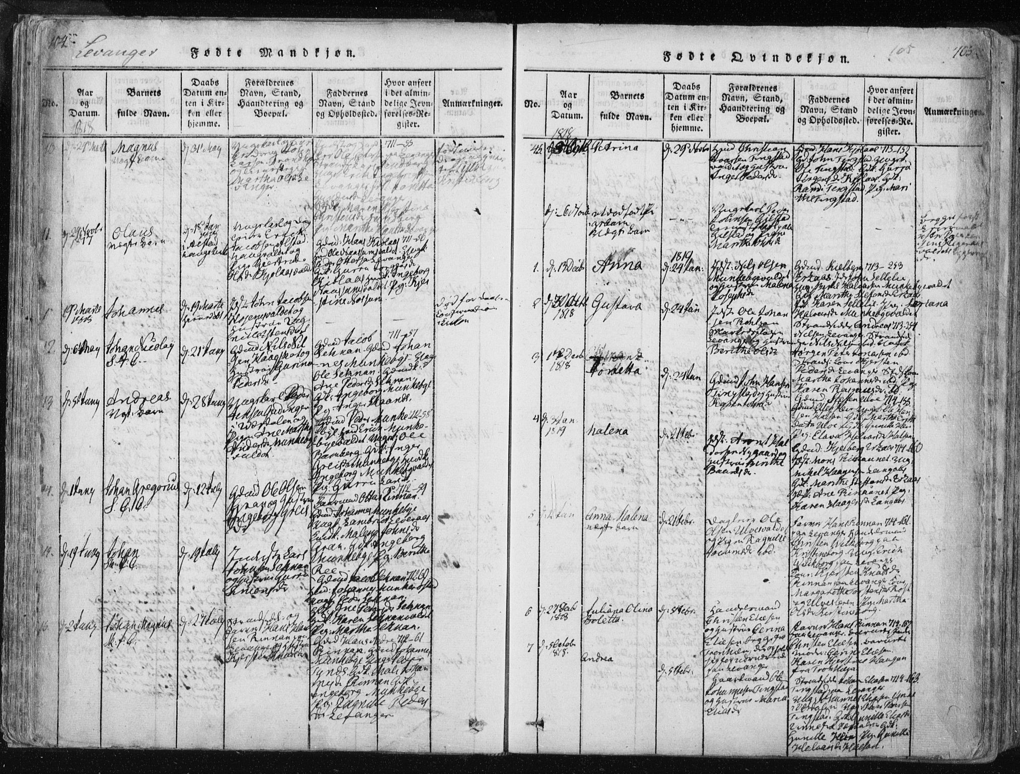 Ministerialprotokoller, klokkerbøker og fødselsregistre - Nord-Trøndelag, AV/SAT-A-1458/717/L0148: Ministerialbok nr. 717A04 /2, 1816-1825, s. 104-105