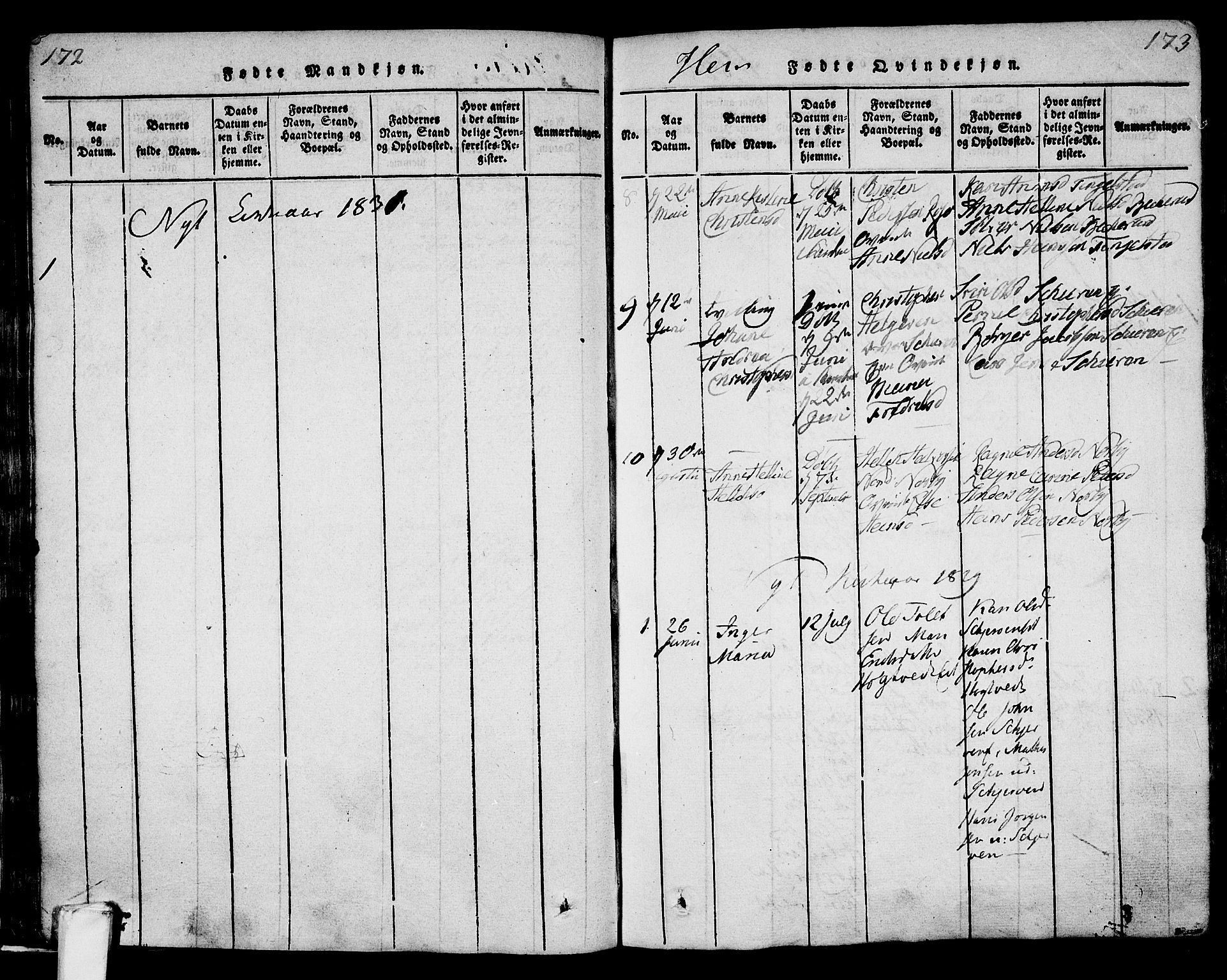 Lardal kirkebøker, AV/SAKO-A-350/F/Fa/L0005: Ministerialbok nr. I 5, 1814-1835, s. 172-173