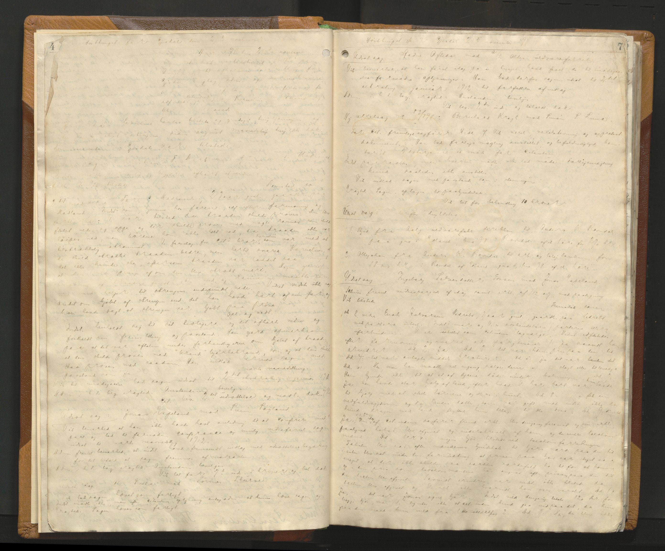 Jæren sorenskriveri, AV/SAST-A-100310/01/3/30/30BA/L0012: TINGBOK 18, 1911-1915, s. 6-7