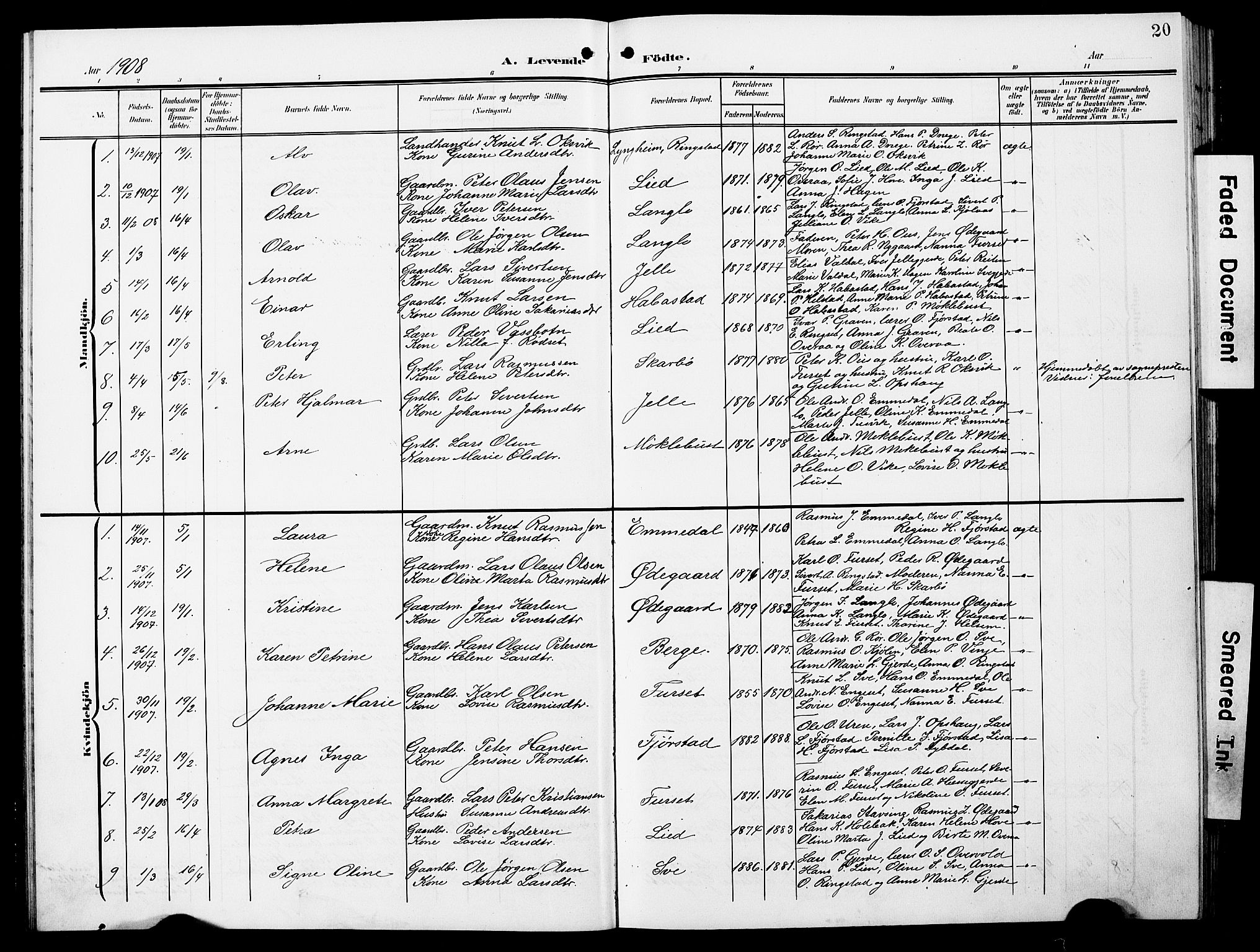 Ministerialprotokoller, klokkerbøker og fødselsregistre - Møre og Romsdal, AV/SAT-A-1454/520/L0293: Klokkerbok nr. 520C05, 1902-1923, s. 20