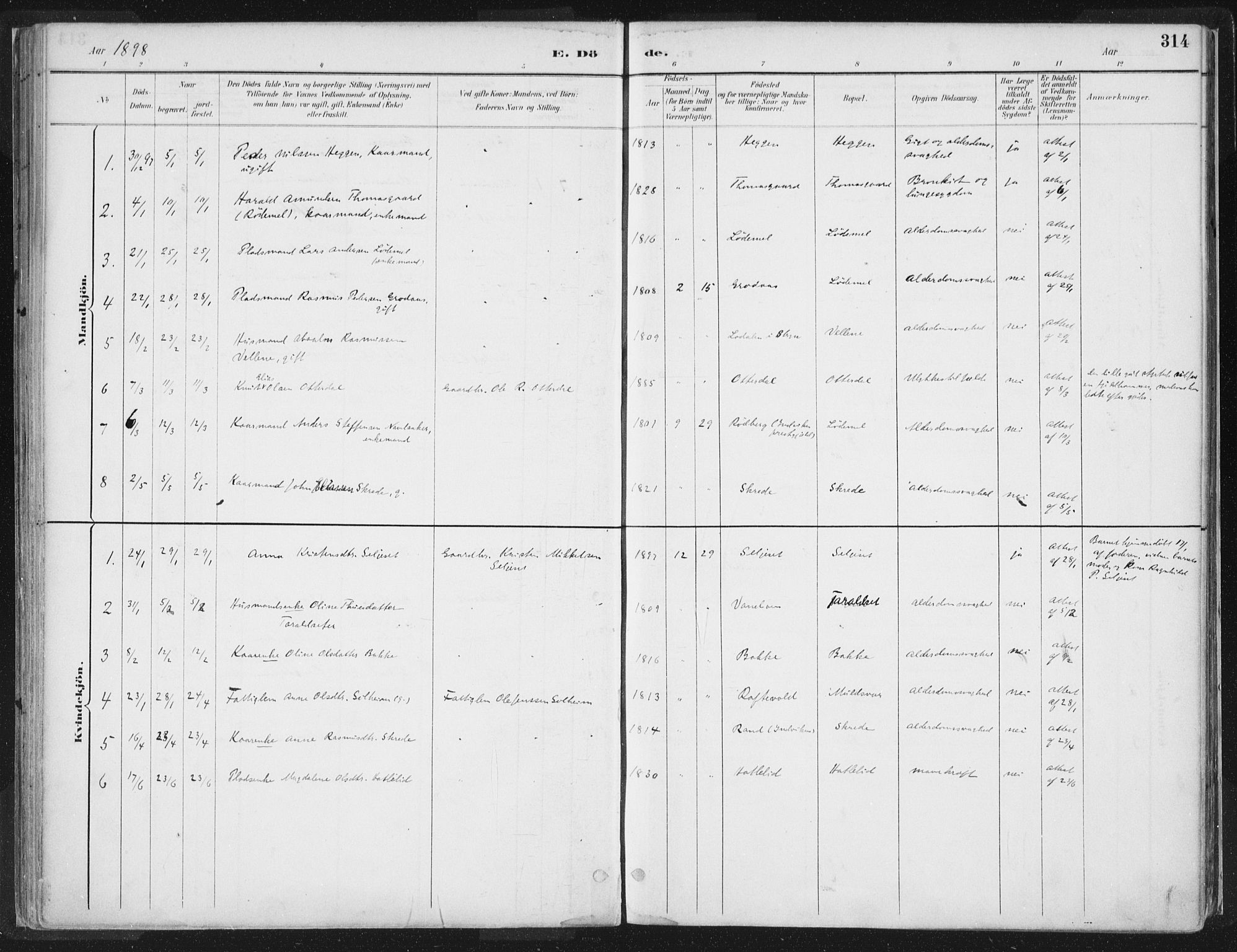 Hornindal sokneprestembete, SAB/A-82401/H/Haa/Haaa/L0003/0002: Ministerialbok nr. A 3B, 1885-1917, s. 314