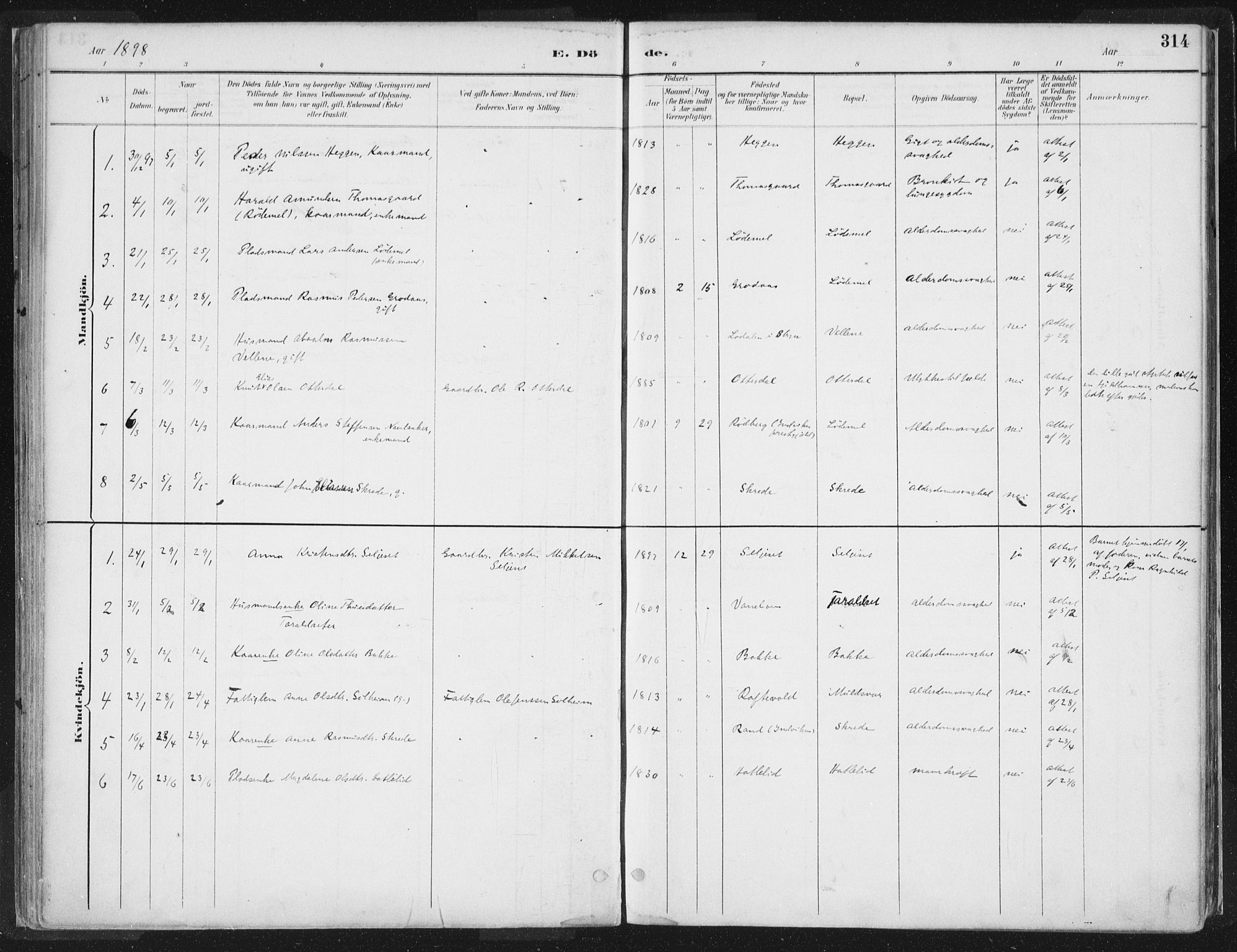 Hornindal sokneprestembete, AV/SAB-A-82401/H/Haa/Haaa/L0003/0002: Ministerialbok nr. A 3B, 1885-1917, s. 314