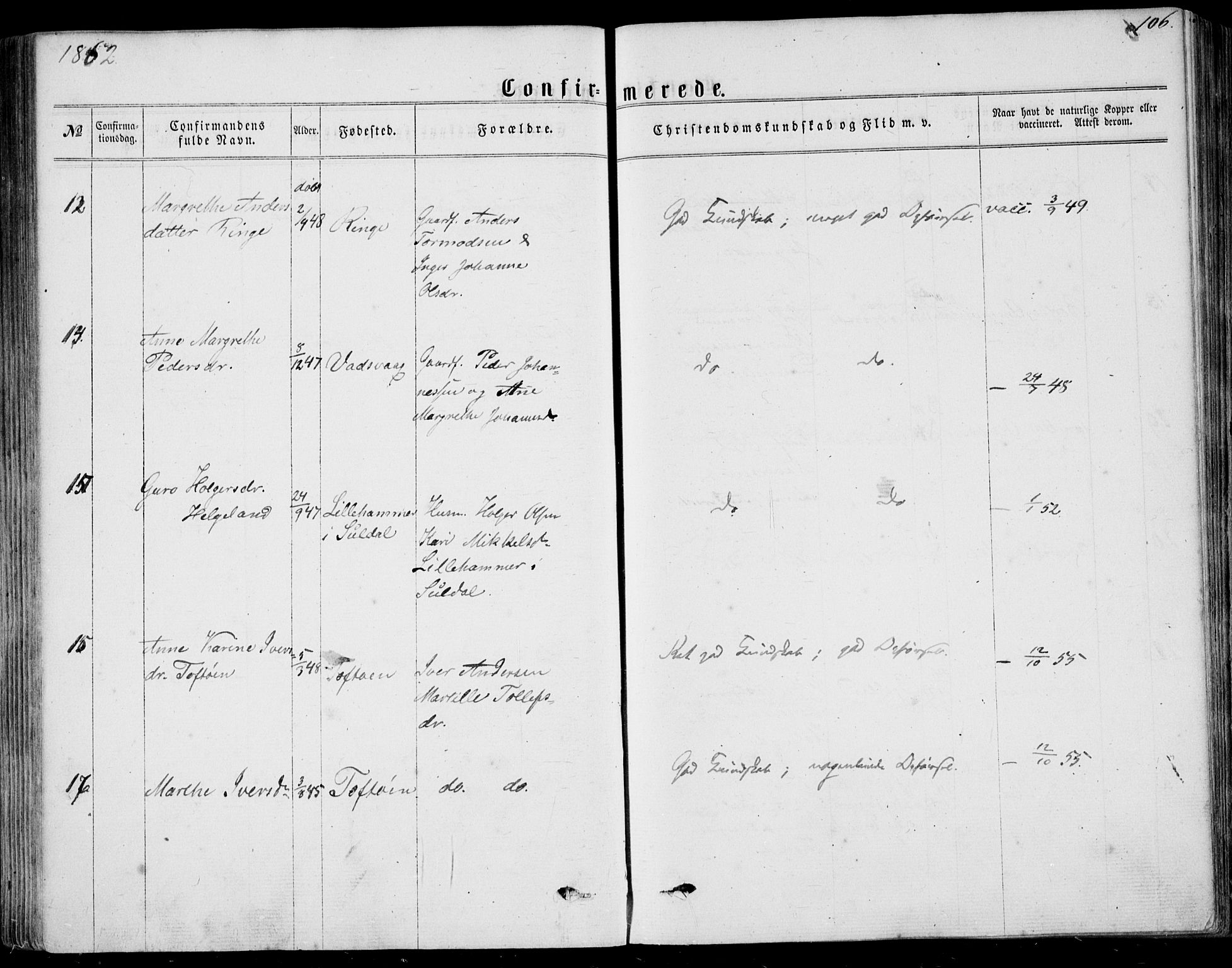 Nedstrand sokneprestkontor, AV/SAST-A-101841/01/IV: Ministerialbok nr. A 9, 1861-1876, s. 106