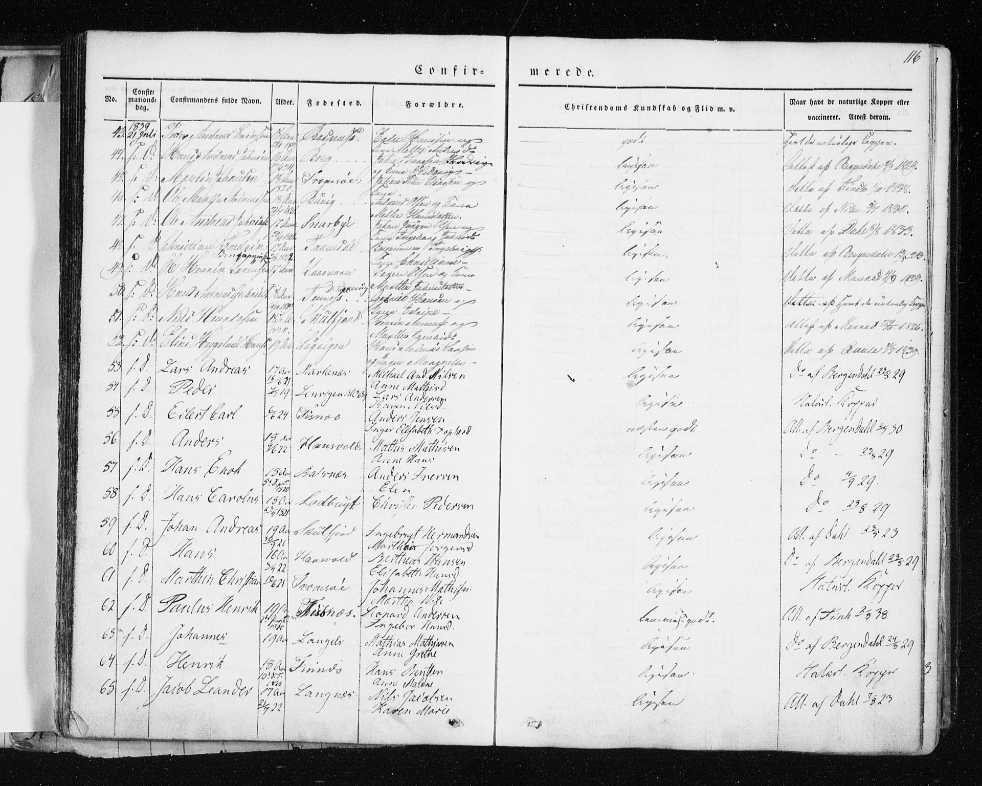 Tromsø sokneprestkontor/stiftsprosti/domprosti, AV/SATØ-S-1343/G/Ga/L0009kirke: Ministerialbok nr. 9, 1837-1847, s. 116