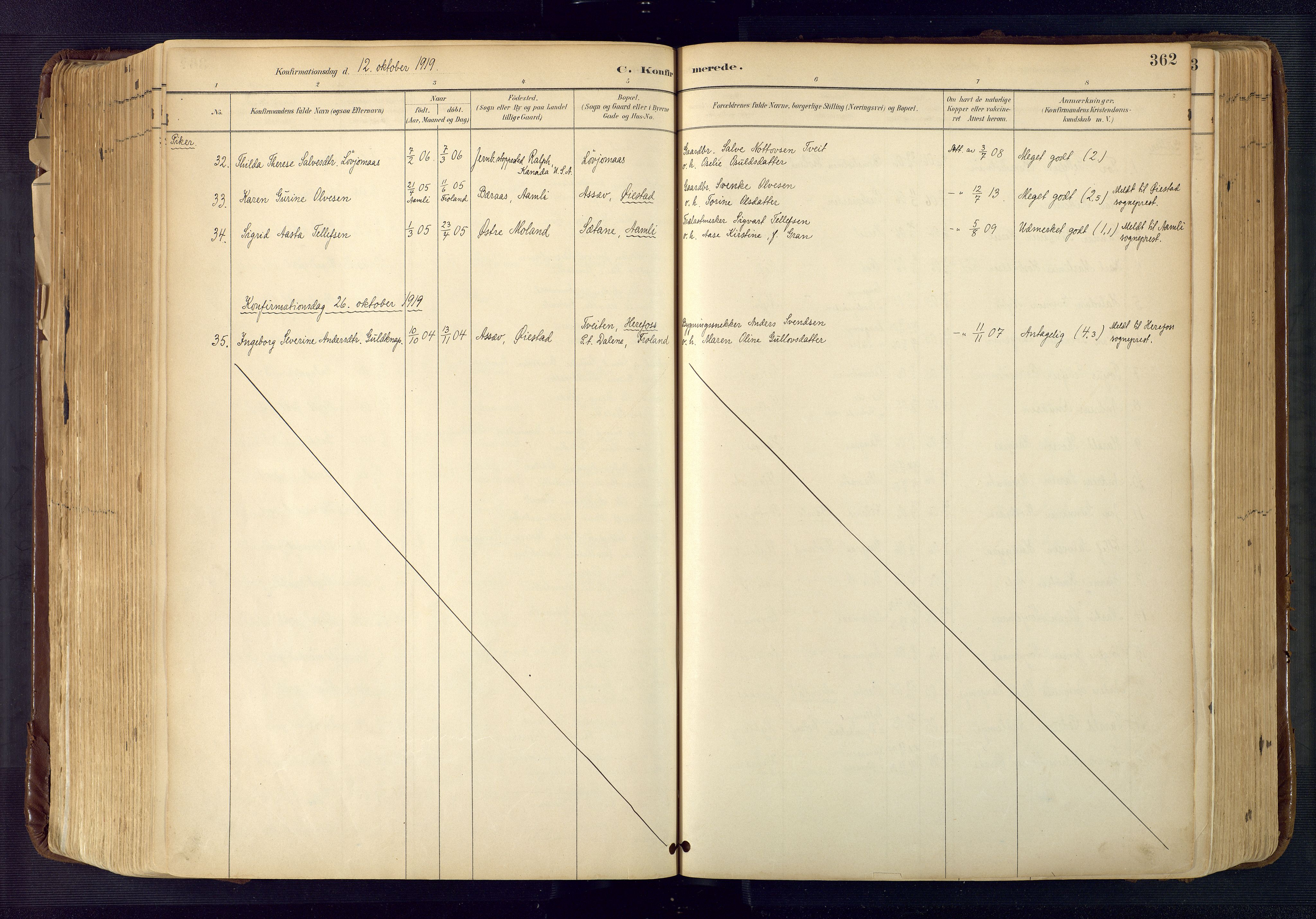 Froland sokneprestkontor, AV/SAK-1111-0013/F/Fa/L0005: Ministerialbok nr. A 5, 1882-1921, s. 362