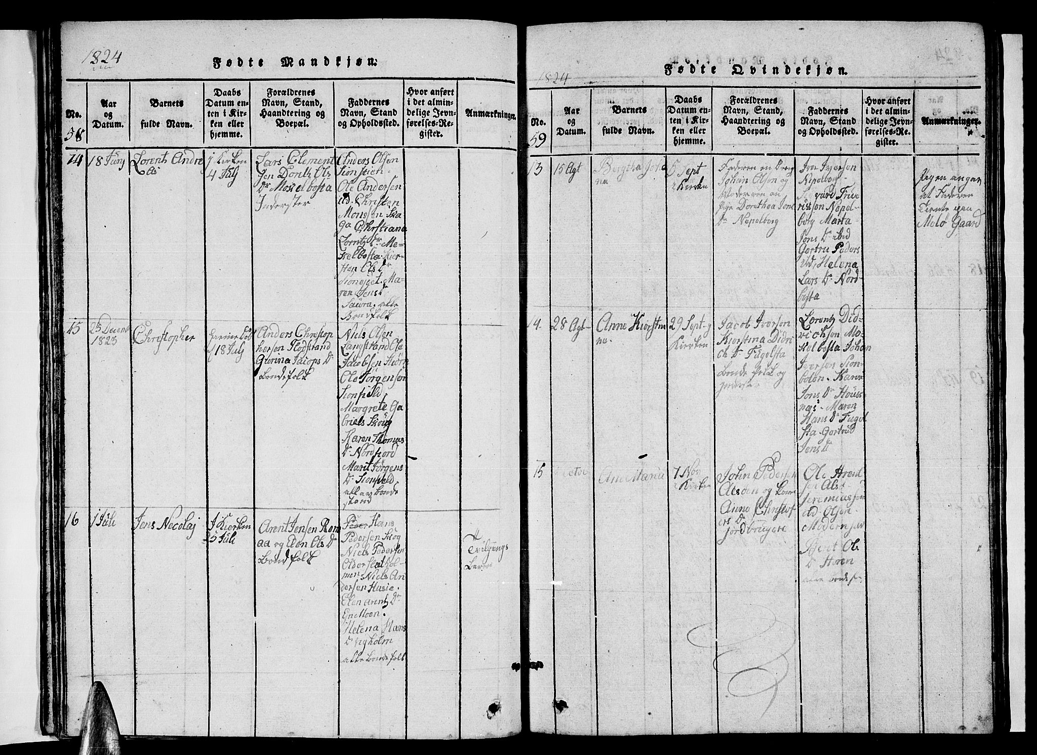 Ministerialprotokoller, klokkerbøker og fødselsregistre - Nordland, AV/SAT-A-1459/838/L0554: Klokkerbok nr. 838C01, 1820-1828, s. 58-59