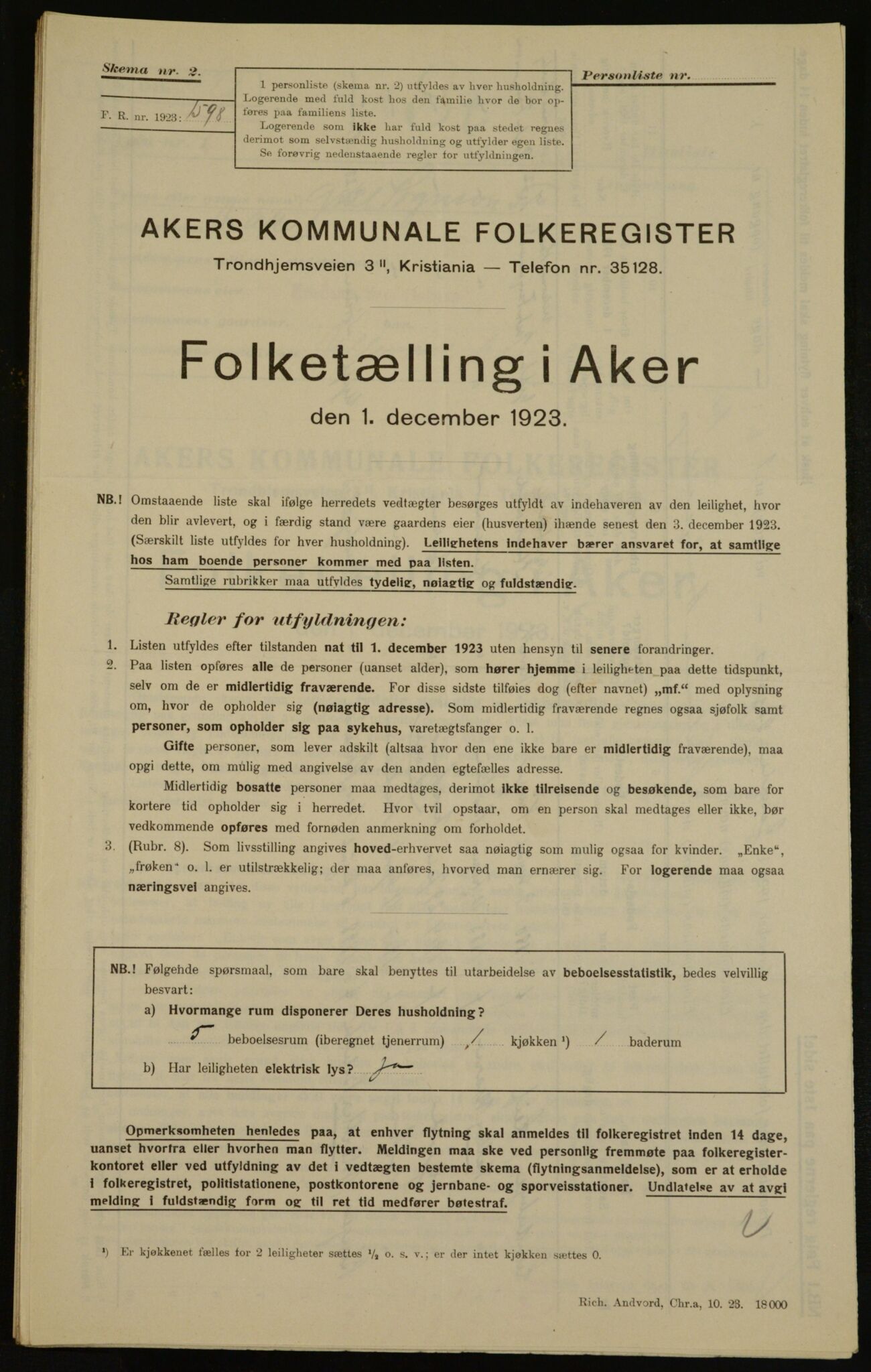 , Kommunal folketelling 1.12.1923 for Aker, 1923, s. 17911