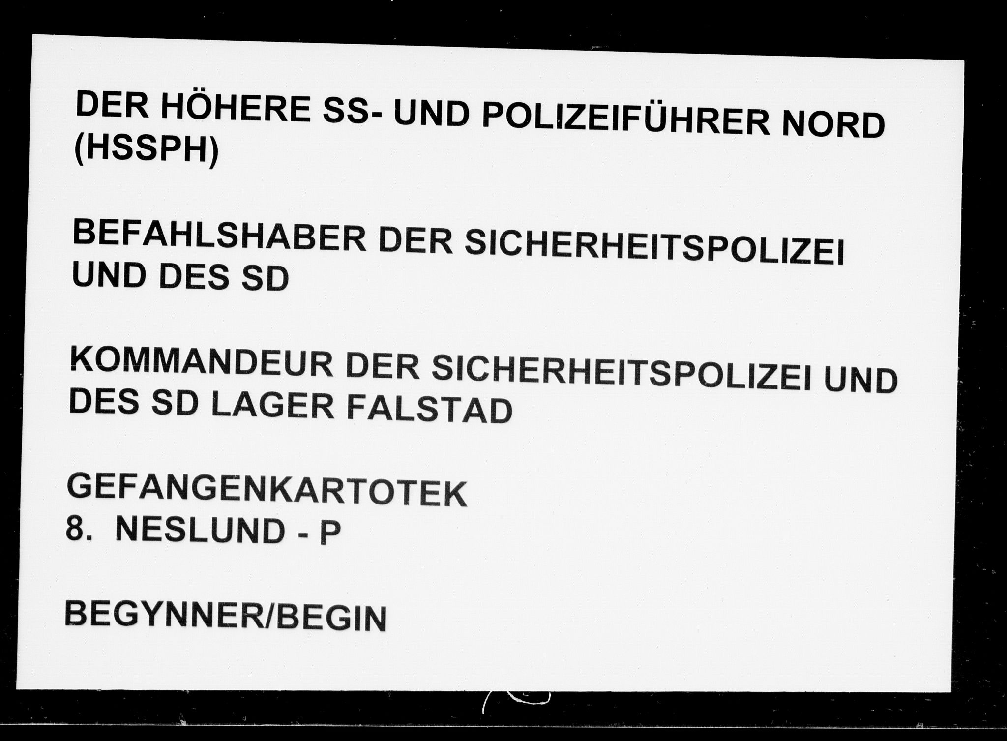 Befehlshaber der Sicherheitspolizei und des SD, RA/RAFA-5969/F/Fc/L0009: Fangeregister Falstad: Neslund og Nest - P, 1941-1945