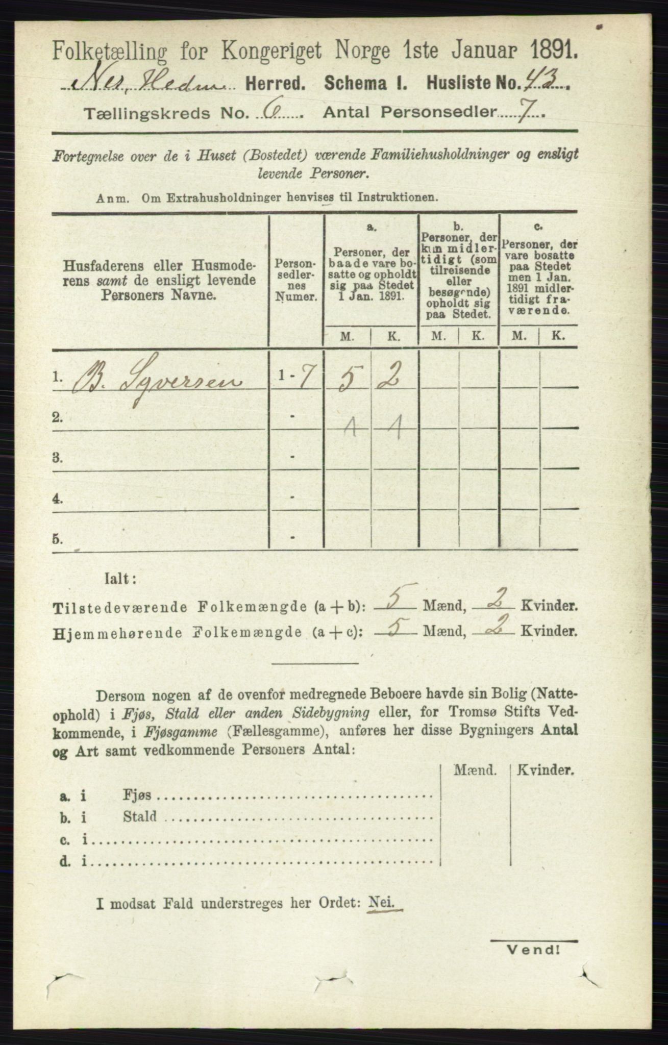 RA, Folketelling 1891 for 0411 Nes herred, 1891, s. 3211