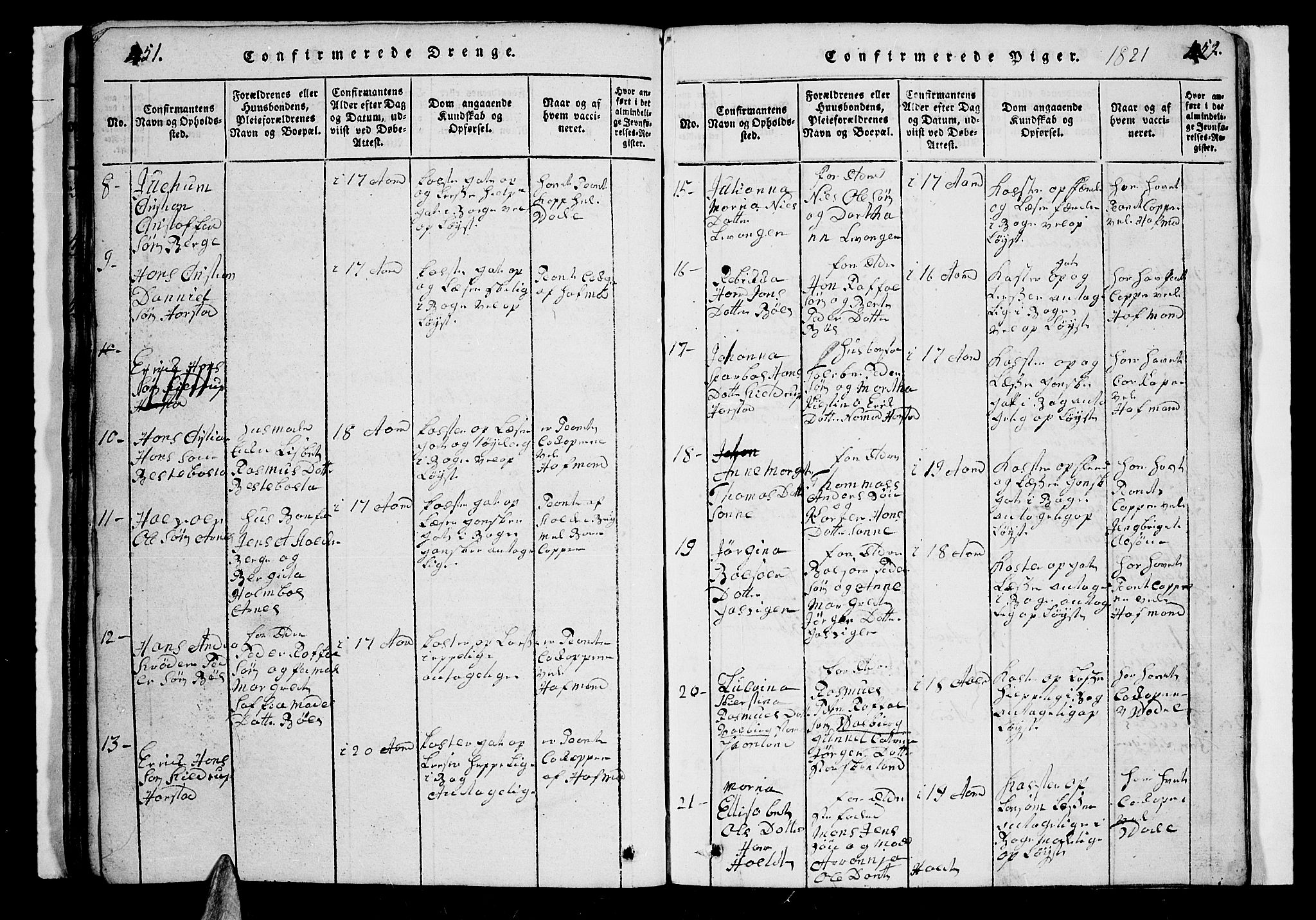 Trondenes sokneprestkontor, AV/SATØ-S-1319/H/Hb/L0003klokker: Klokkerbok nr. 3, 1820-1834, s. 451-452