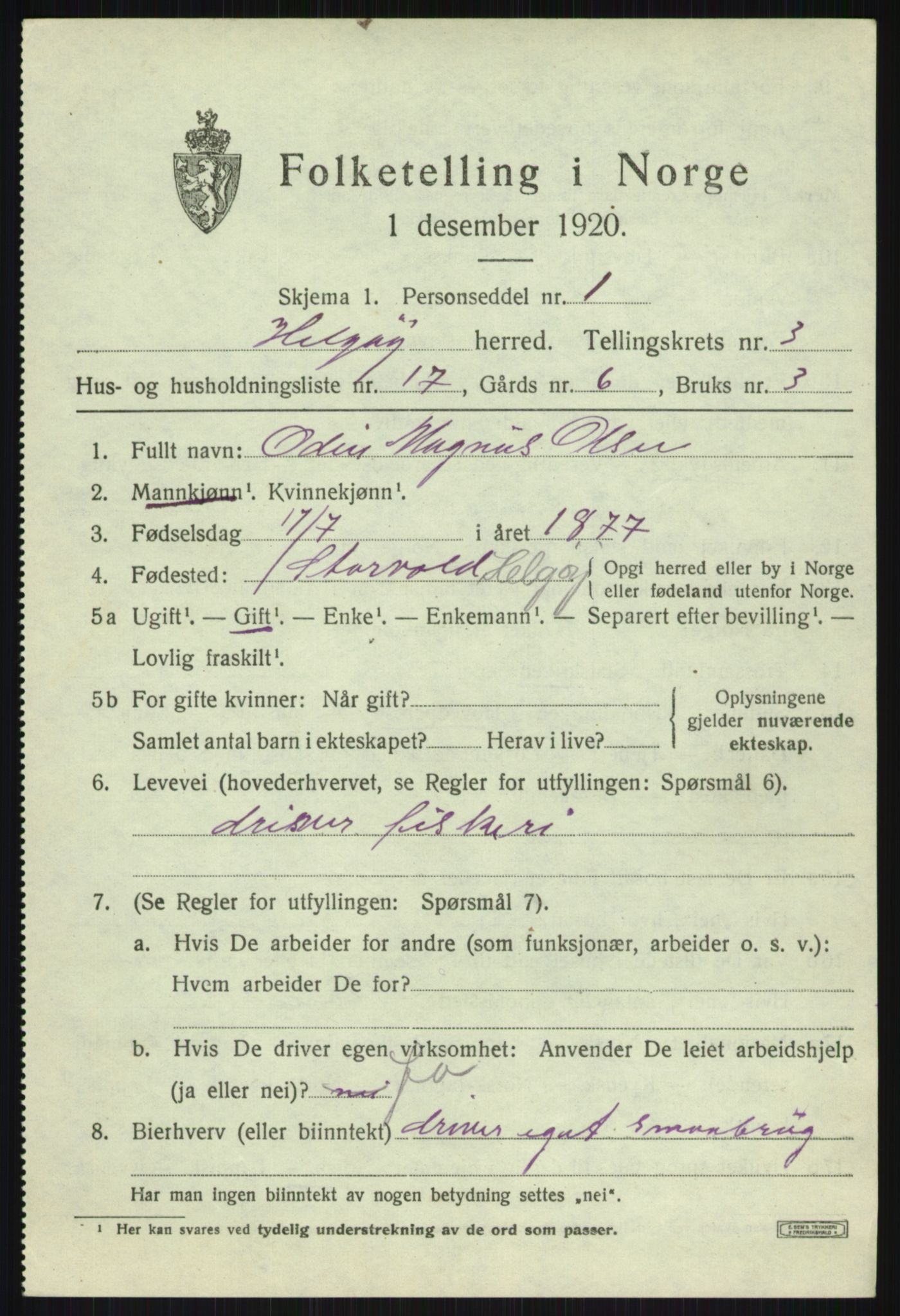 SATØ, Folketelling 1920 for 1935 Helgøy herred, 1920, s. 1599