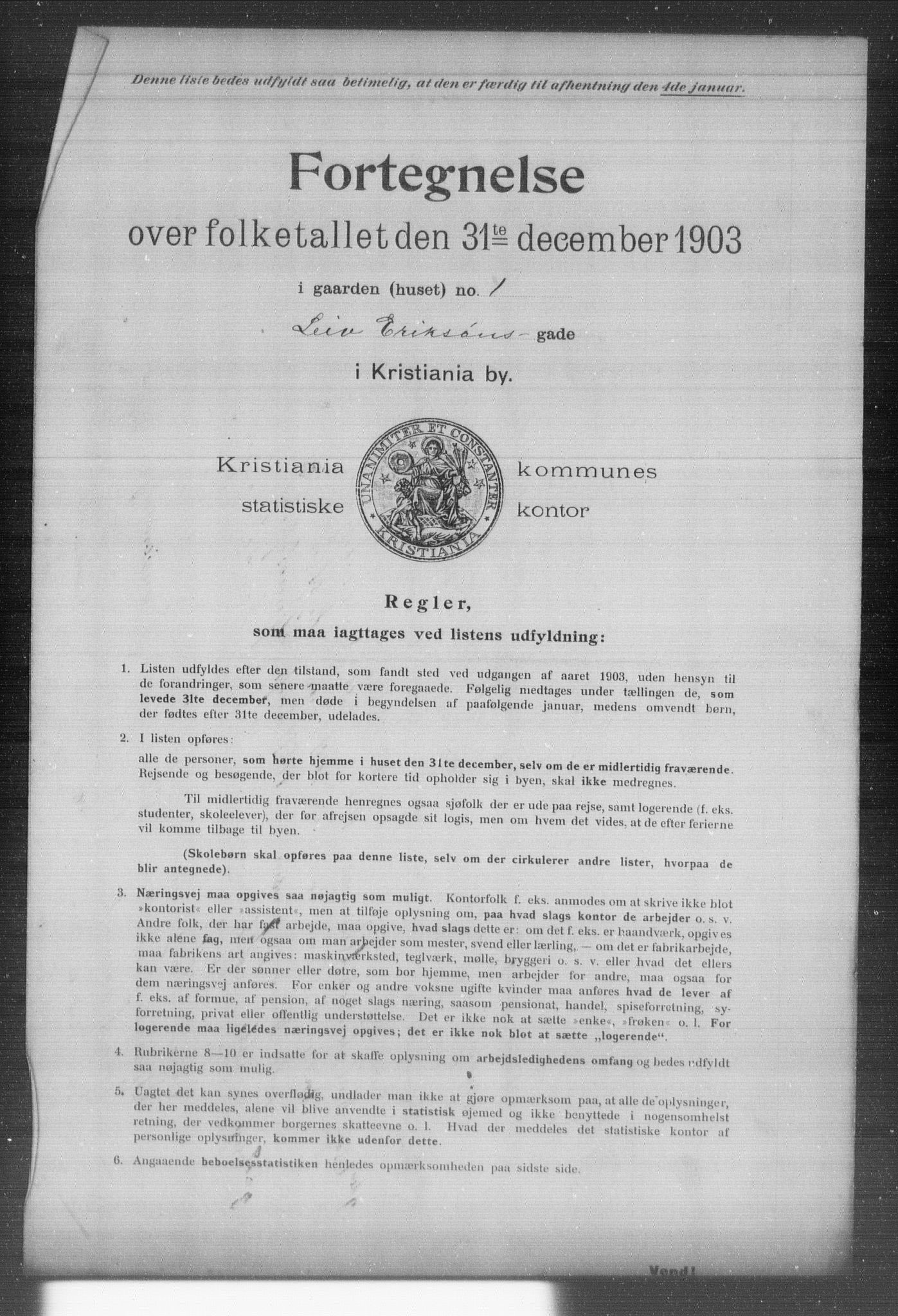 OBA, Kommunal folketelling 31.12.1903 for Kristiania kjøpstad, 1903, s. 11307