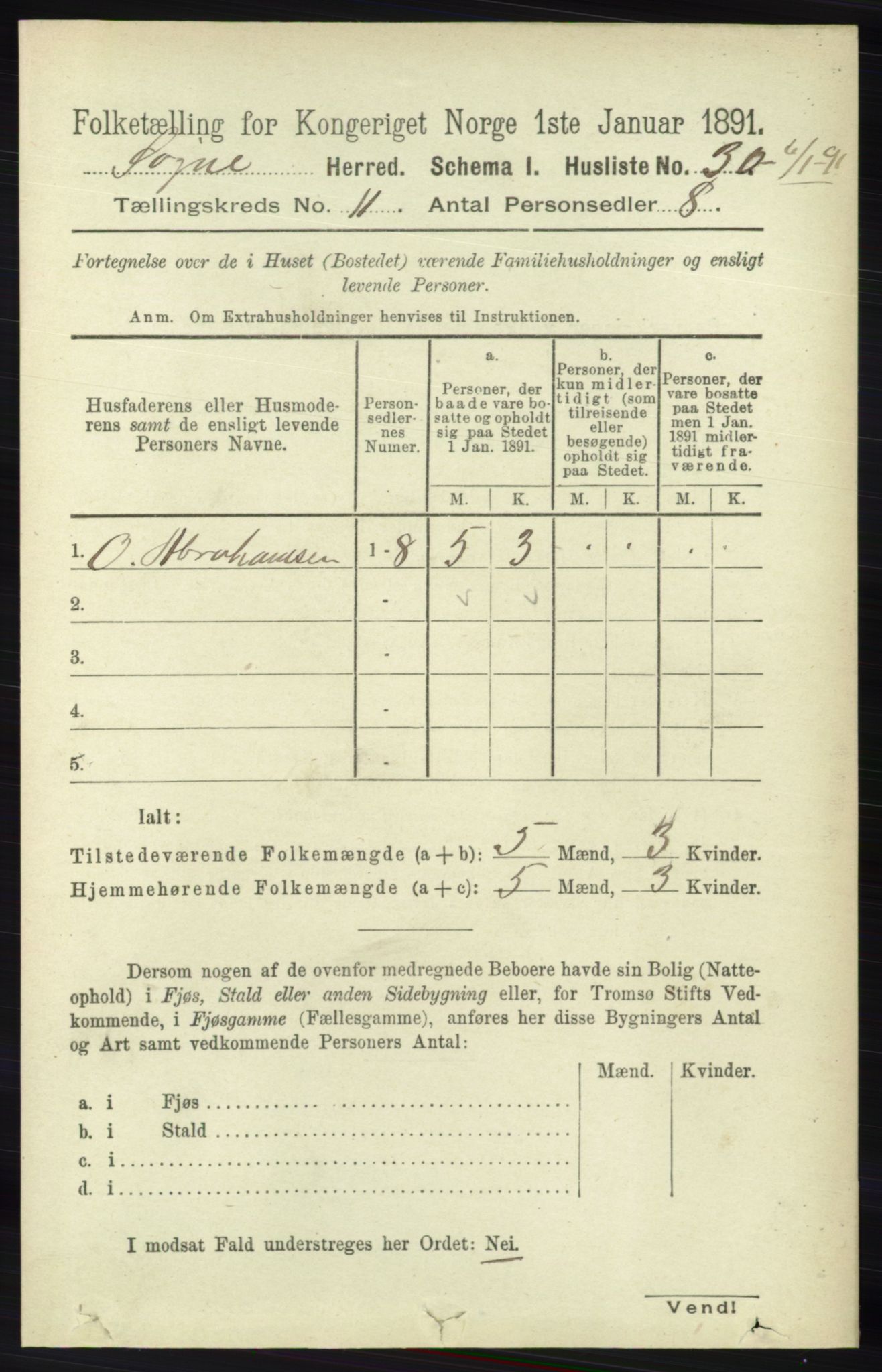 RA, Folketelling 1891 for 1018 Søgne herred, 1891, s. 2919