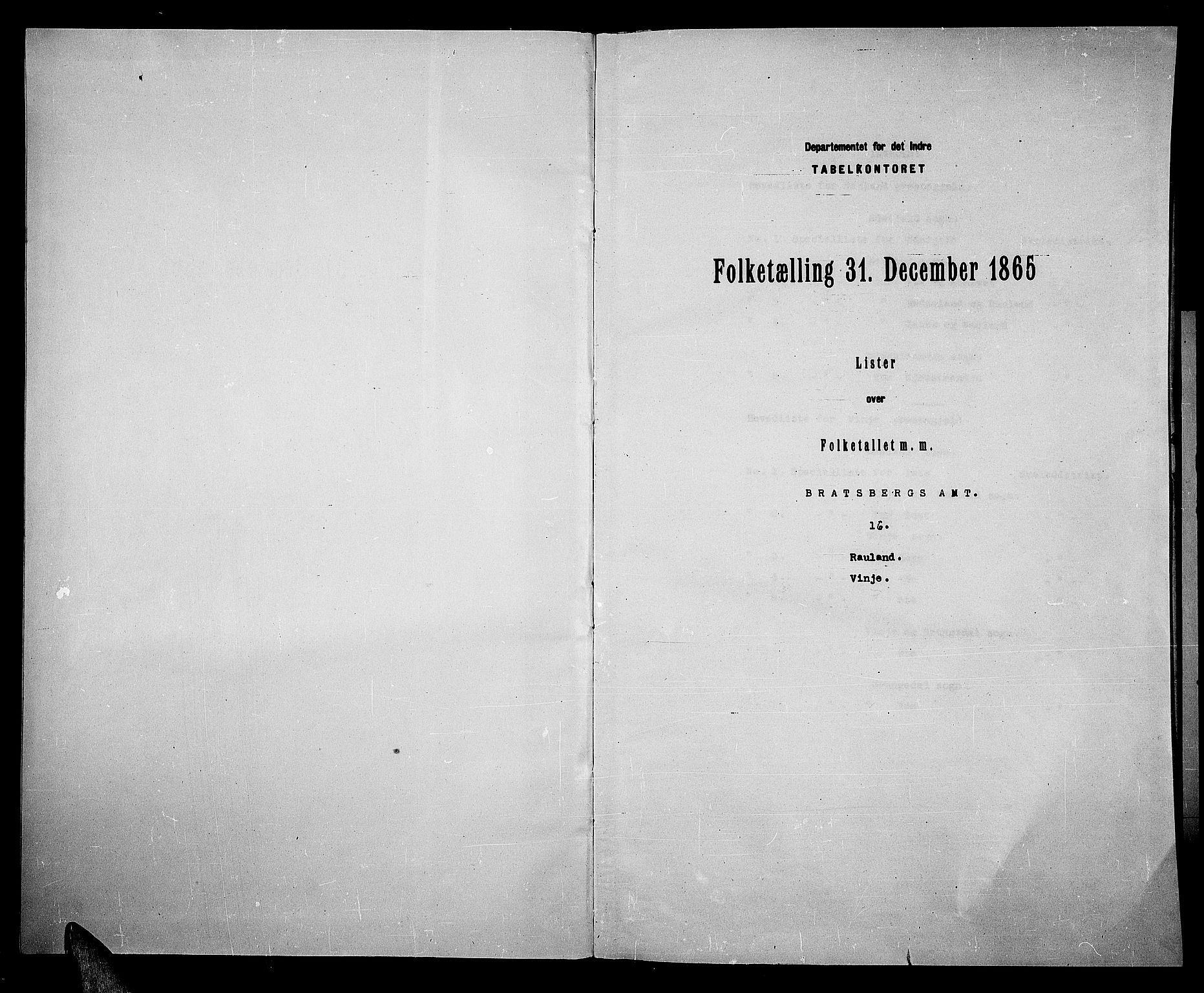 RA, Folketelling 1865 for 0835P Rauland prestegjeld, 1865, s. 3