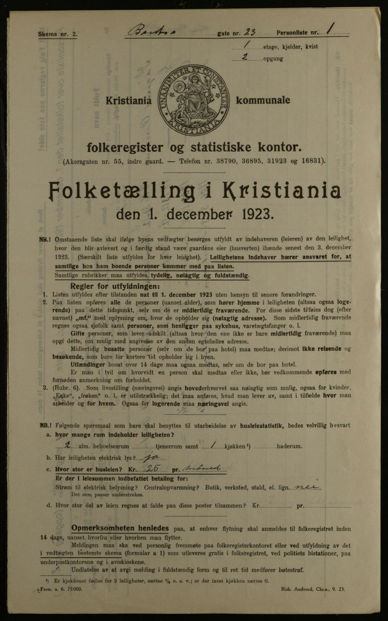 OBA, Kommunal folketelling 1.12.1923 for Kristiania, 1923, s. 4517