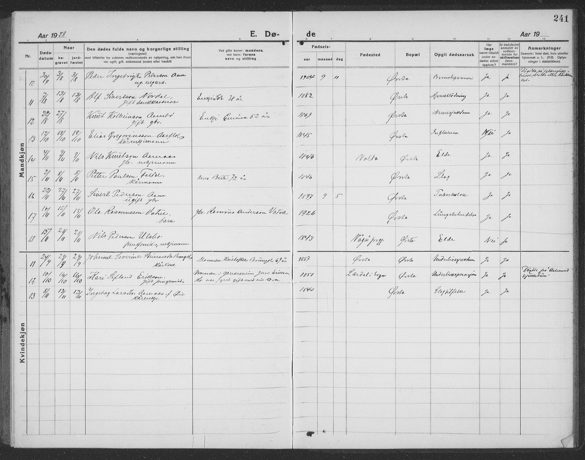 Ministerialprotokoller, klokkerbøker og fødselsregistre - Møre og Romsdal, SAT/A-1454/513/L0191: Klokkerbok nr. 513C05, 1920-1941, s. 241