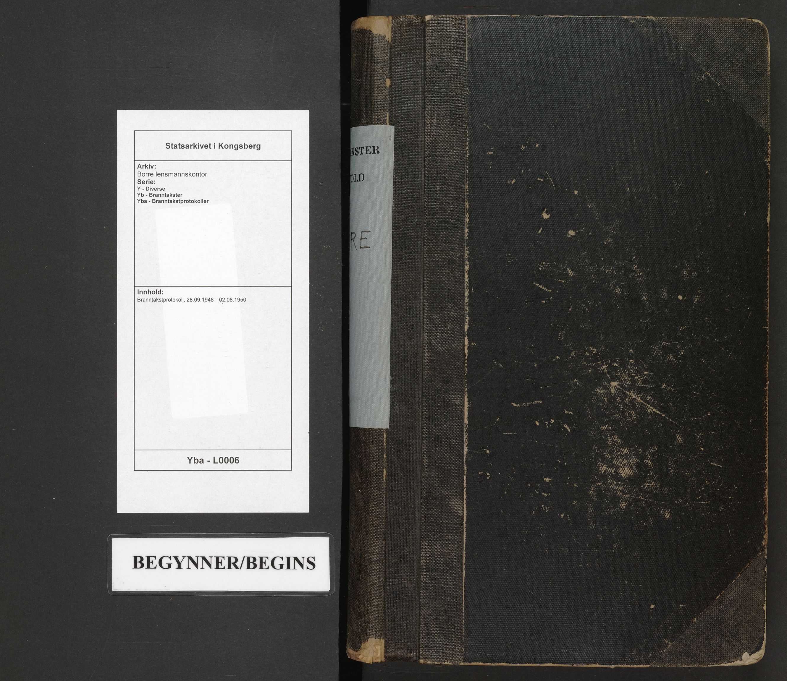 Borre lensmannskontor, AV/SAKO-A-533/Y/Yb/Yba/L0006: Branntakstprotokoll, 1948-1950