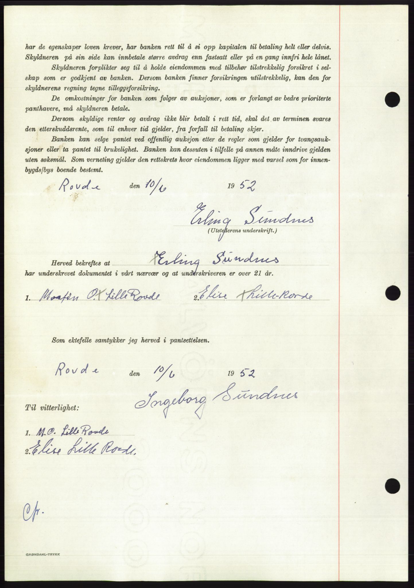 Søre Sunnmøre sorenskriveri, AV/SAT-A-4122/1/2/2C/L0121: Pantebok nr. 9B, 1951-1952, Dagboknr: 1262/1952