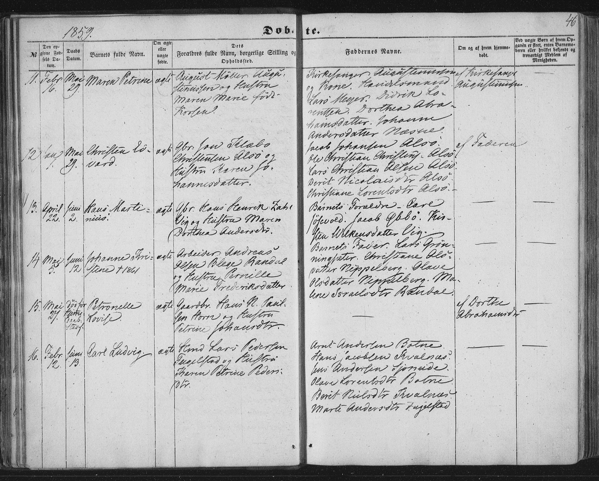 Ministerialprotokoller, klokkerbøker og fødselsregistre - Nordland, AV/SAT-A-1459/838/L0550: Ministerialbok nr. 838A08, 1855-1865, s. 46