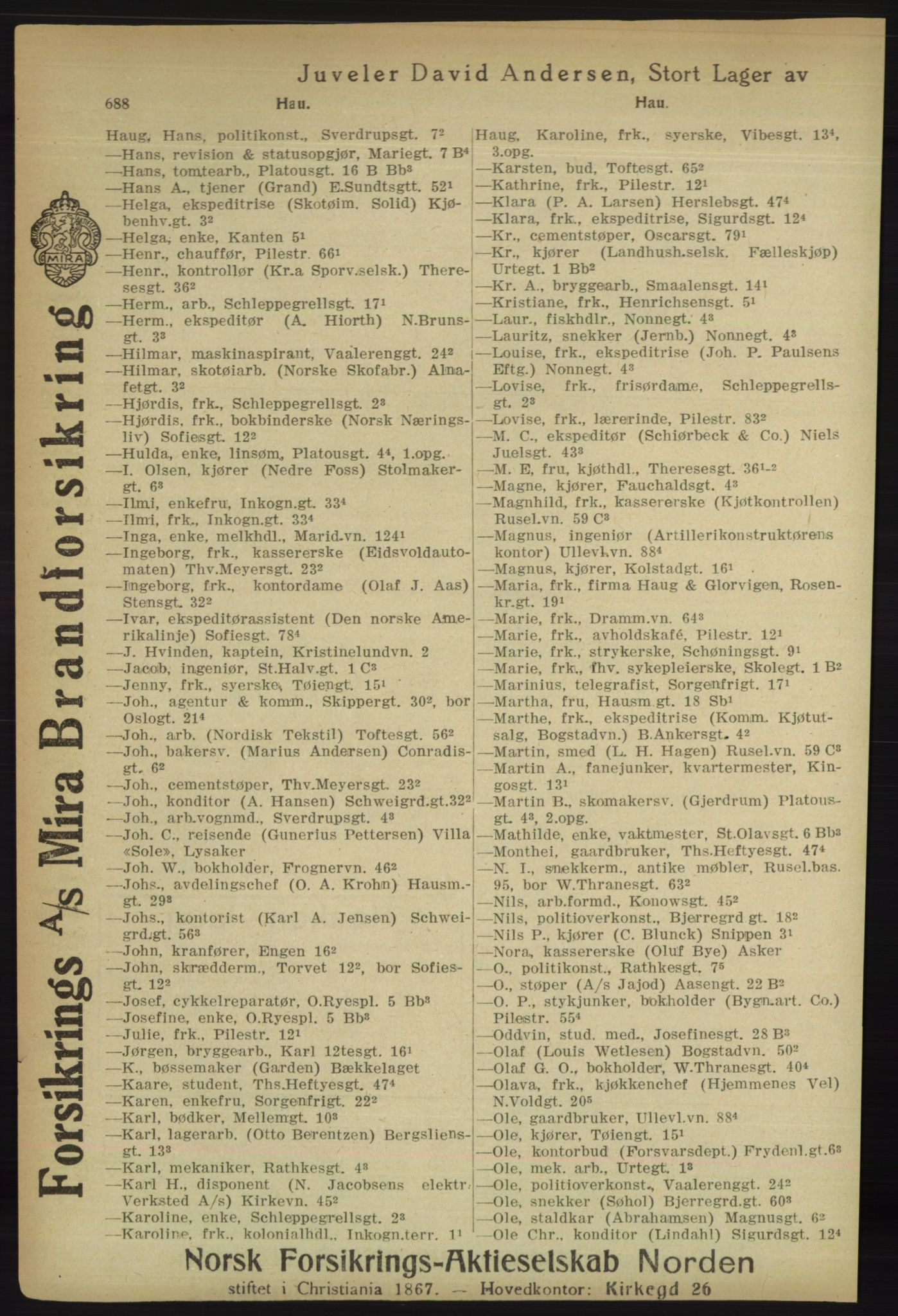 Kristiania/Oslo adressebok, PUBL/-, 1918, s. 713