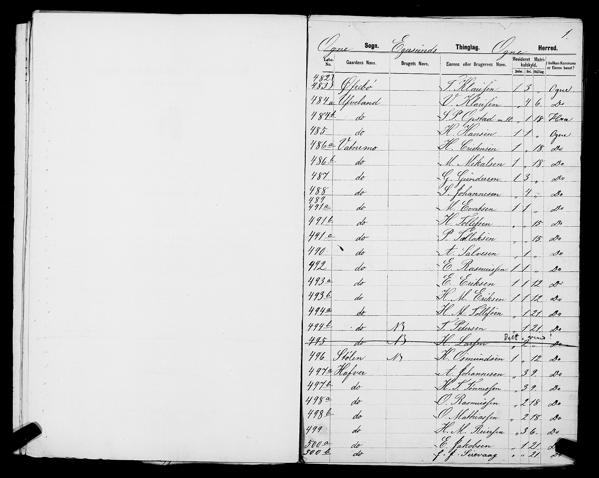 SAST, Folketelling 1875 for 1116L Eigersund prestegjeld, Eigersund landsokn og Ogna sokn, 1875, s. 62