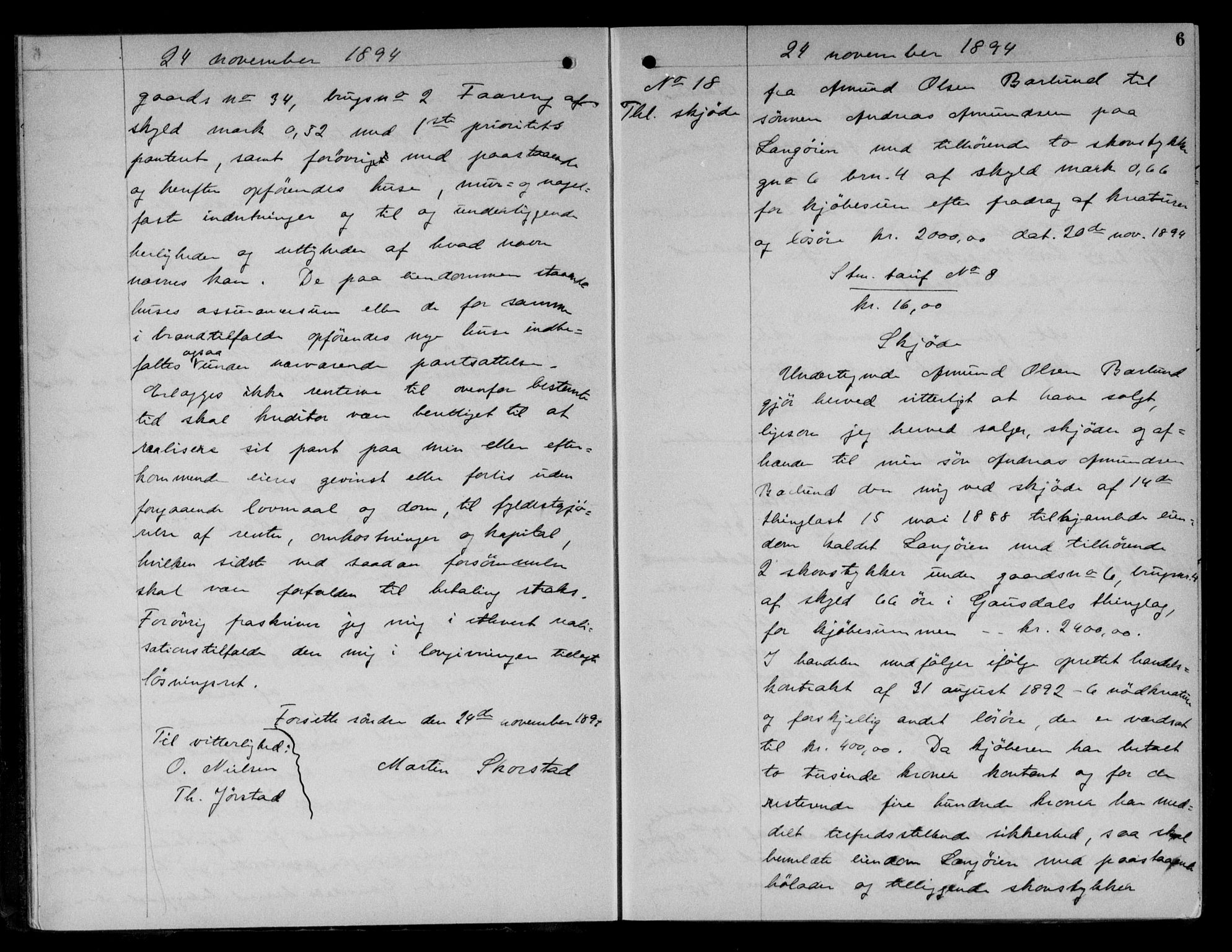 Sør-Gudbrandsdal tingrett, AV/SAH-TING-004/H/Hb/Hba/L0021: Pantebok nr. I 21, 1894-1896, s. 6