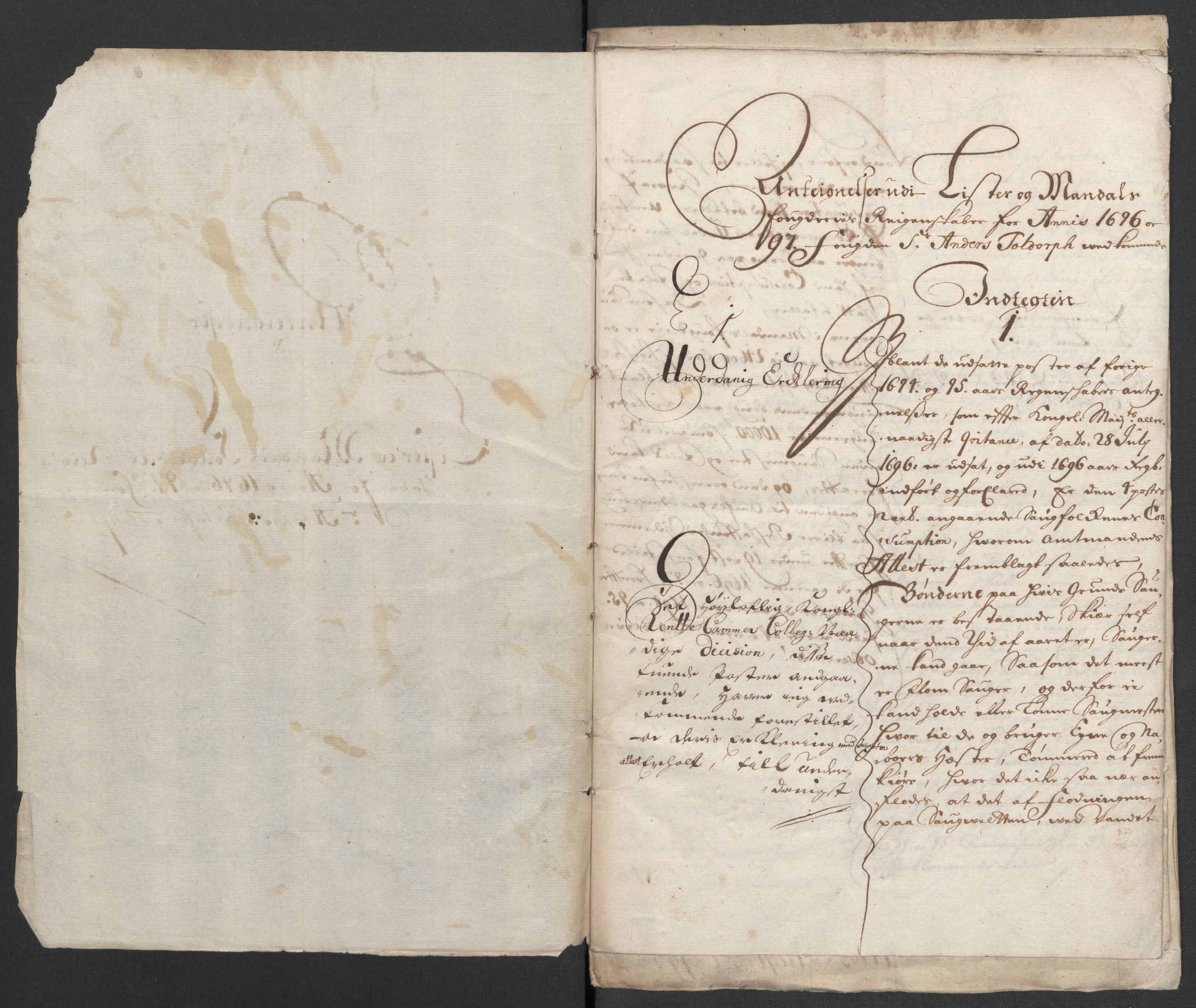 Rentekammeret inntil 1814, Reviderte regnskaper, Fogderegnskap, RA/EA-4092/R43/L2546: Fogderegnskap Lista og Mandal, 1696-1697, s. 291